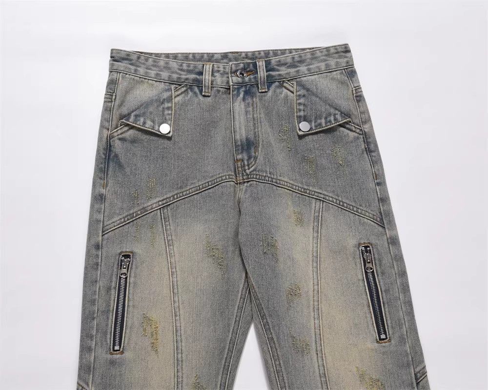 Japanese Brand × Jean Street retro washed patchwork distressed flared jeans Size US 32 / EU 48 - 3 Thumbnail