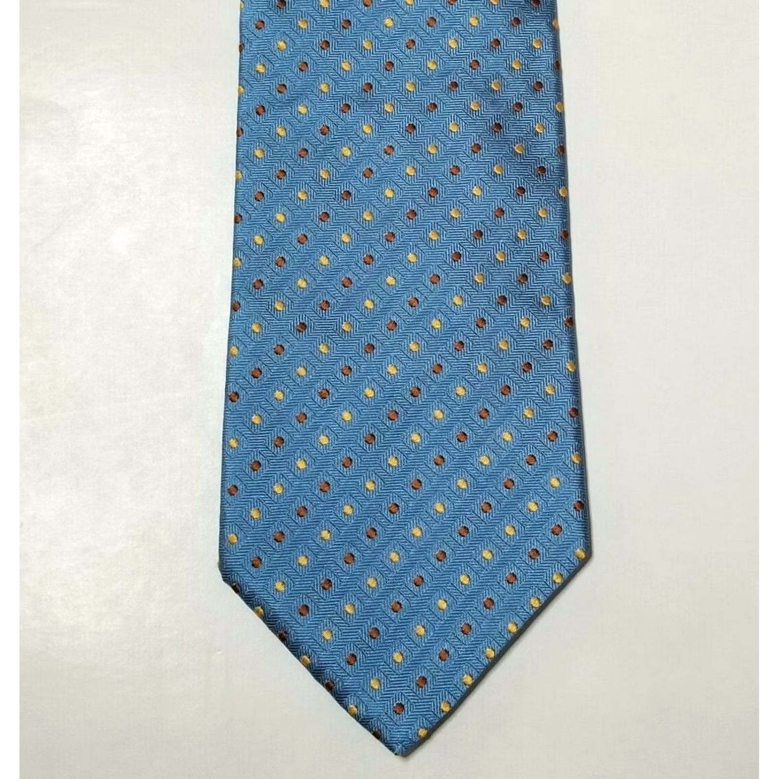 Vintage Gladson Silk Tie Geometric Pattern Blue 3.75" Tie 57.75" Length Men’s Italy 100% Silk Necktie Size ONE SIZE - 2 Thumbnail