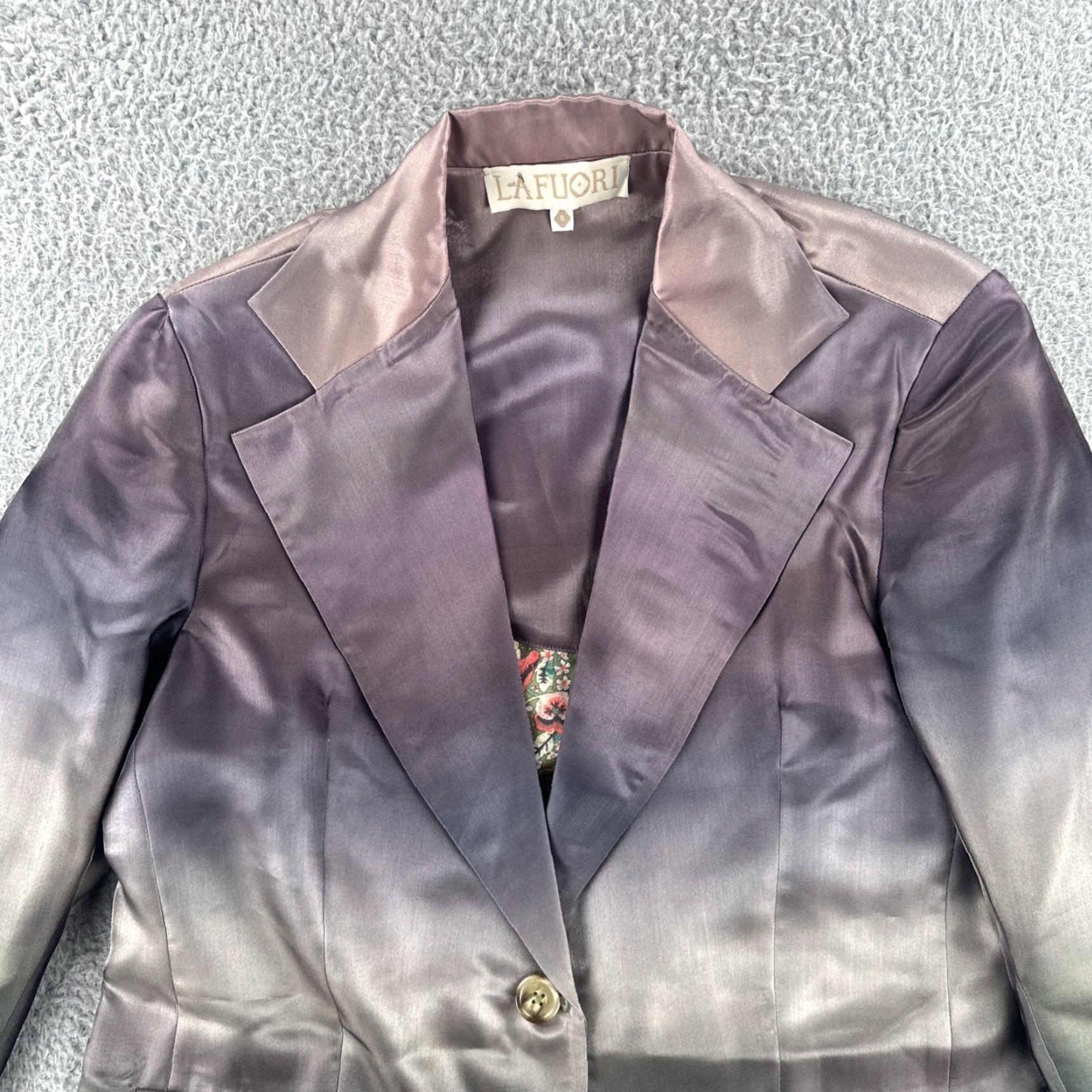 Vintage VINTAGE La Fuori Women’s Blazer Shirt Purple Ombré Silk NWT Small S XS Ladies Womens Size S / US 4 / IT 40 - 5 Thumbnail