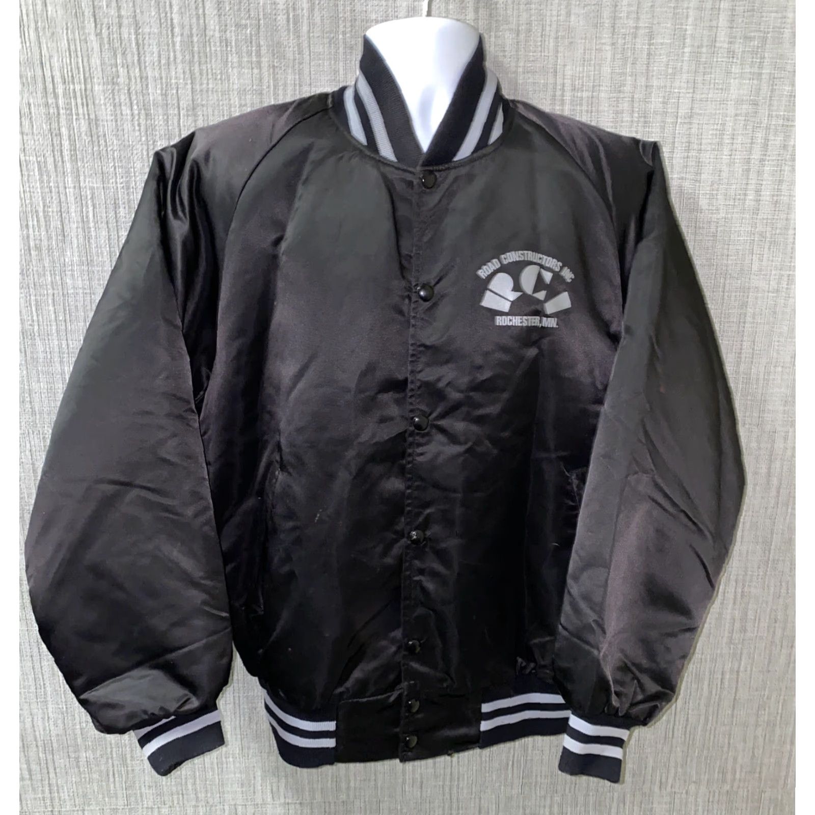 Vintage North Trail Jacket Mens Black Satin Snap Button Lined Casual Size L Size US L / EU 52-54 / 3 - 2 Thumbnail