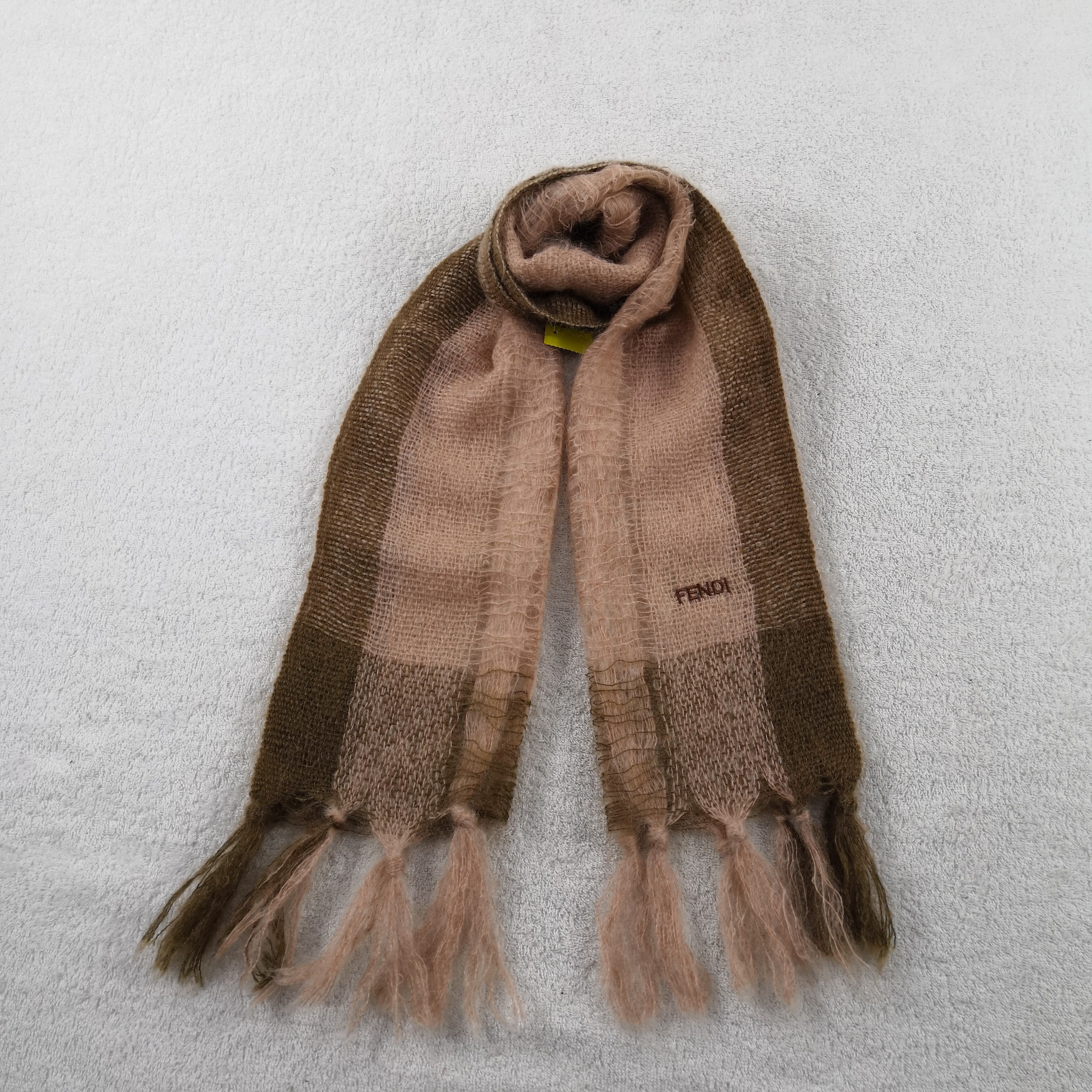 Japanese Brand Vintage Fendi Scarf Plaid Zucca Muffler Mohair Scarves . Size ONE SIZE - 1 Thumbnail