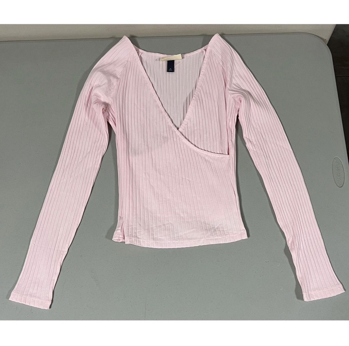 Japanese Brand Pink Pastel V-Neck Long Sleeve Shirt Top Blouse Tee XS 🎀✨ Size XS / US 0-2 / IT 36-38 - 2 Thumbnail