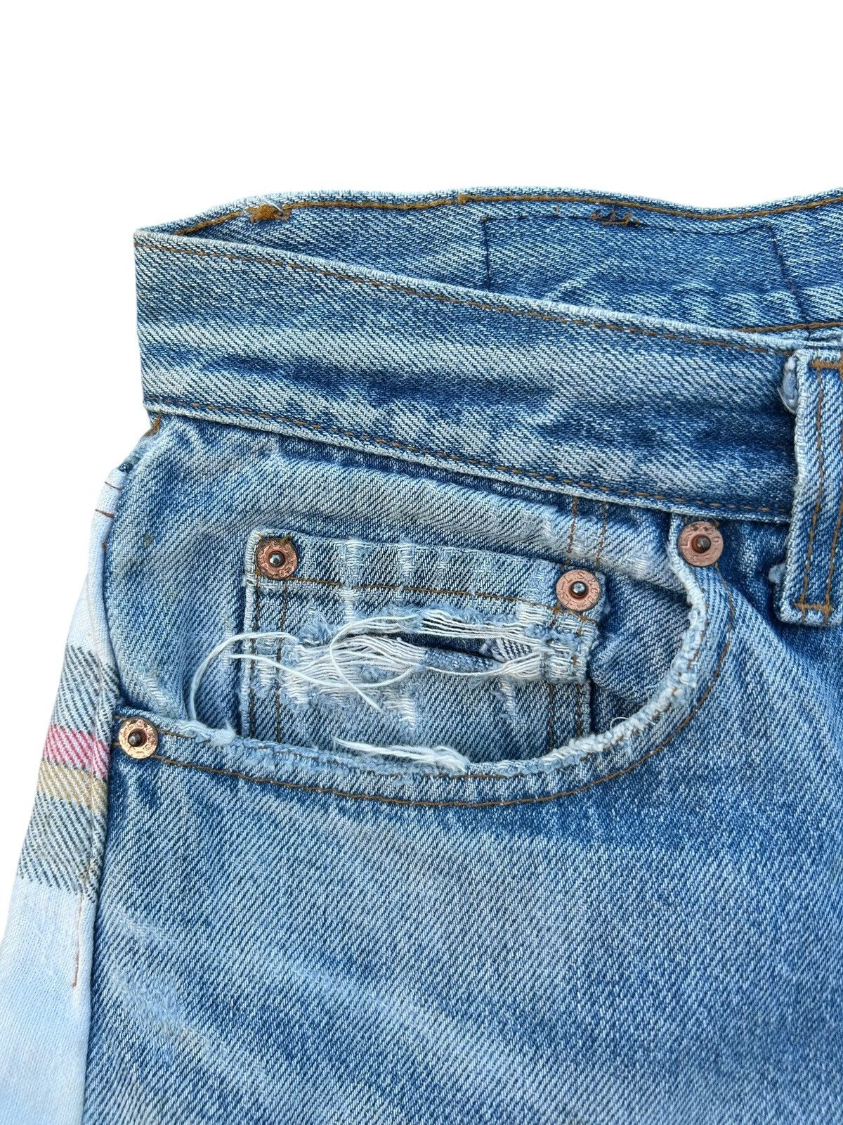 Kapital × Levi's × Vintage Vintage THRASHED Levi's Reconstructed Repair Denim Jeans ☠️ Size US 33 - 7 Thumbnail