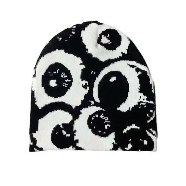 VIBE Eye Graphic Beanie Hat Black Vintage y2k Size ONE SIZE - 4 Thumbnail