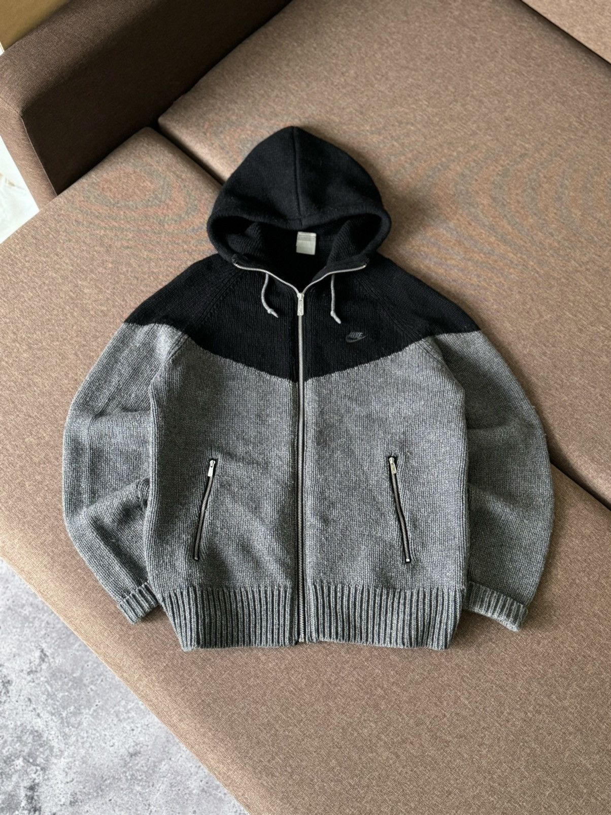 Nike × Vintage Vintage rare Nike Y2K knitted zip hoodie Size US L / EU 52-54 / 3 - 5 Thumbnail