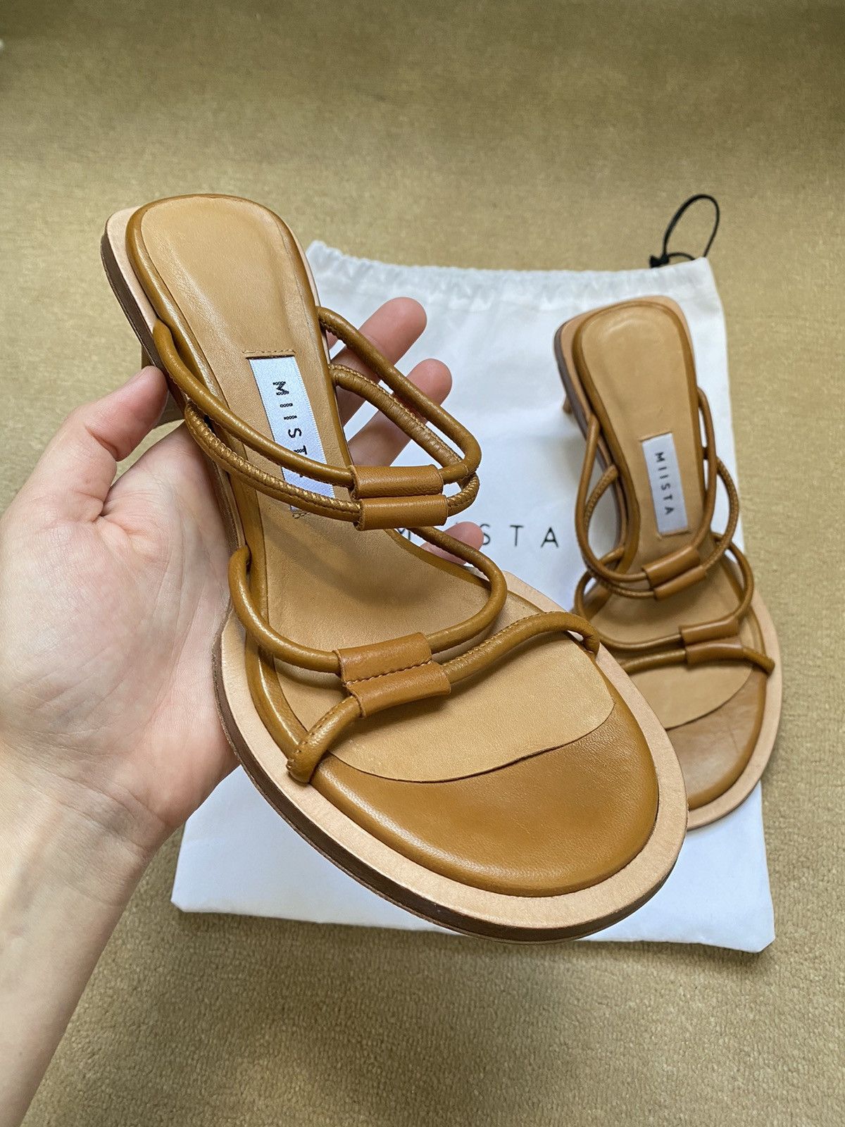Miista Caramel brown miista leather heeled mules Size US 5 / IT 35 - 2 Thumbnail