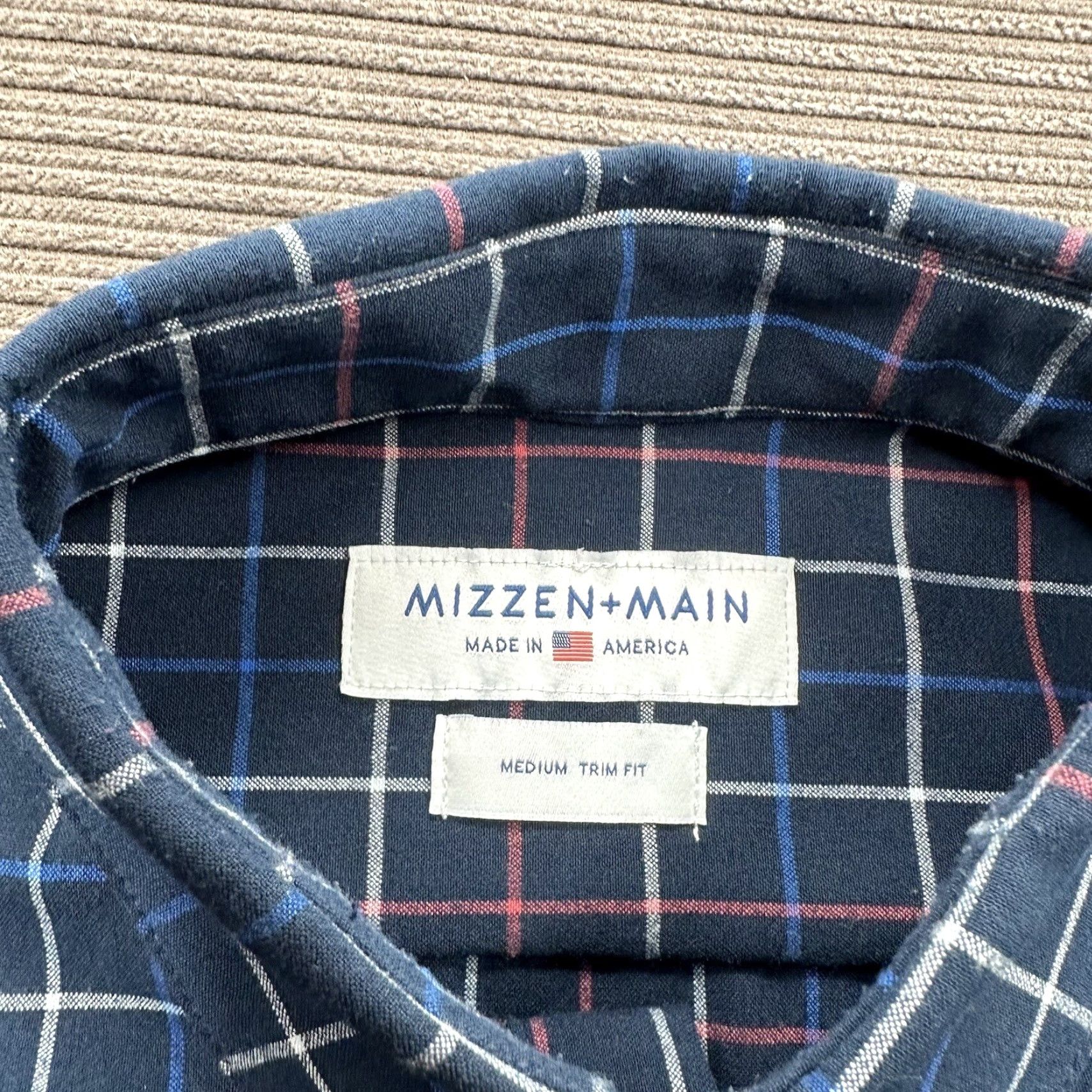 Mizzen+Main Mizzen+Main Shirt Medium Plaid Navy Button-Up Long Sleeve Multicolor Polyester Spandex Mens Size US M / EU 48-50 / 2 - 3 Thumbnail