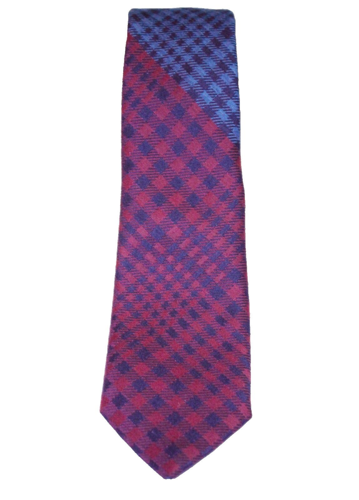 Duchamp London DUCHAMP LONDON Burgundy Blue CHECKS Woven SUIT TIE Size ONE SIZE - 2 Thumbnail