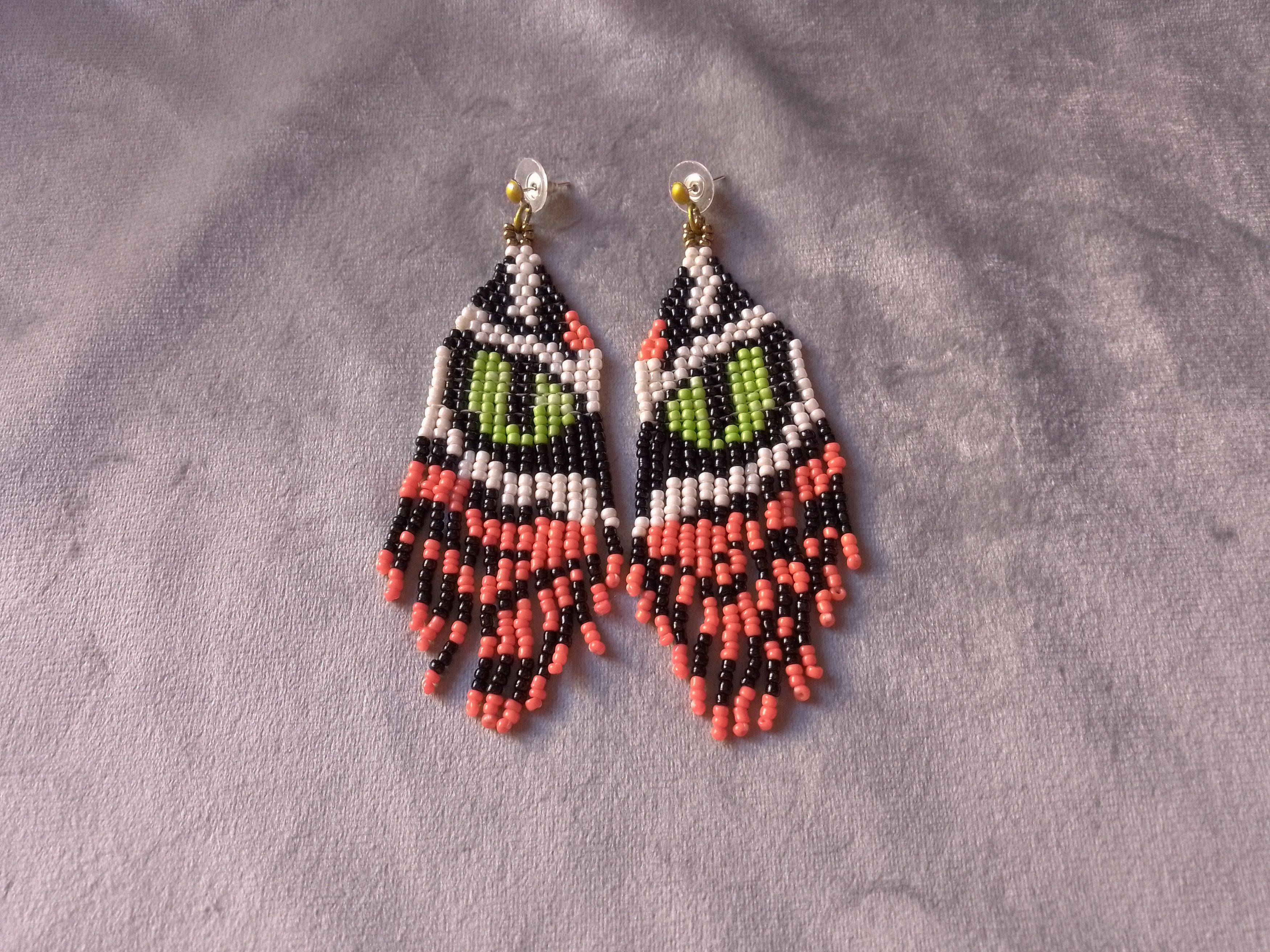 Handmade Earrings Long Bangs Eye Tiger Pattern Ethnic Size ONE SIZE - 3 Thumbnail