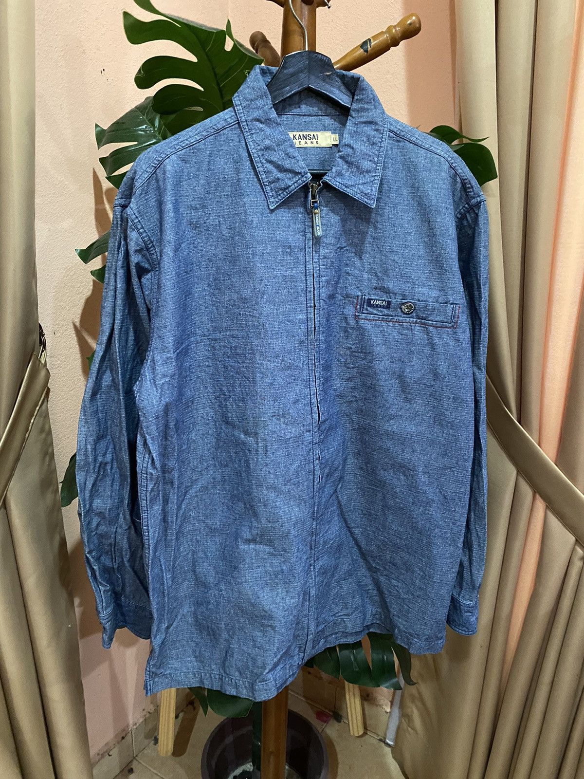 Kansai Yamamoto Vintage Kansai Jeans Denim Workwear Jacket Chambray Zip-Up Size US XL / EU 56 / 4 - 5 Thumbnail