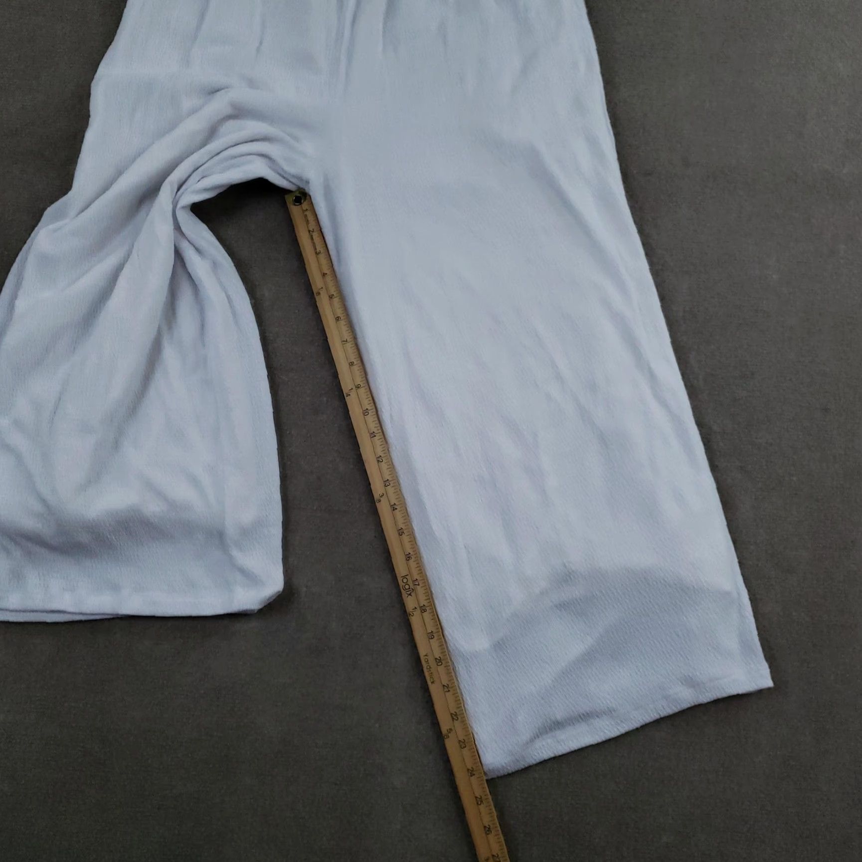 Vintage Michele B Pants Womens Large White Wide-Leg Lined Pull On Casual Cropped Size 36" / US 14 / IT 50 - 2 Thumbnail