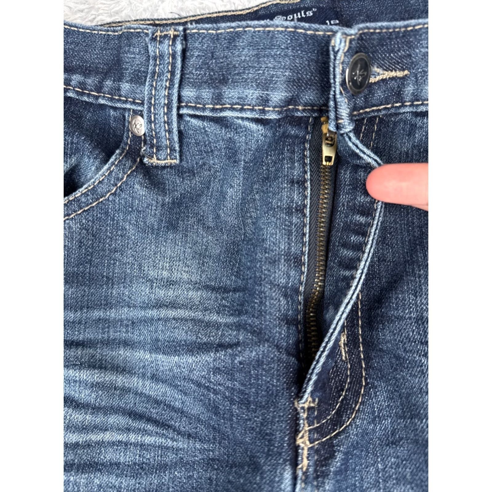 Vintage Seven Souls Jeans Girls 18 Blue Denim Bootcut Mid Rise 30x30 Embroidered 5-Pocket Regular Jeans Mens? Size 40" / US 18 - 5 Thumbnail