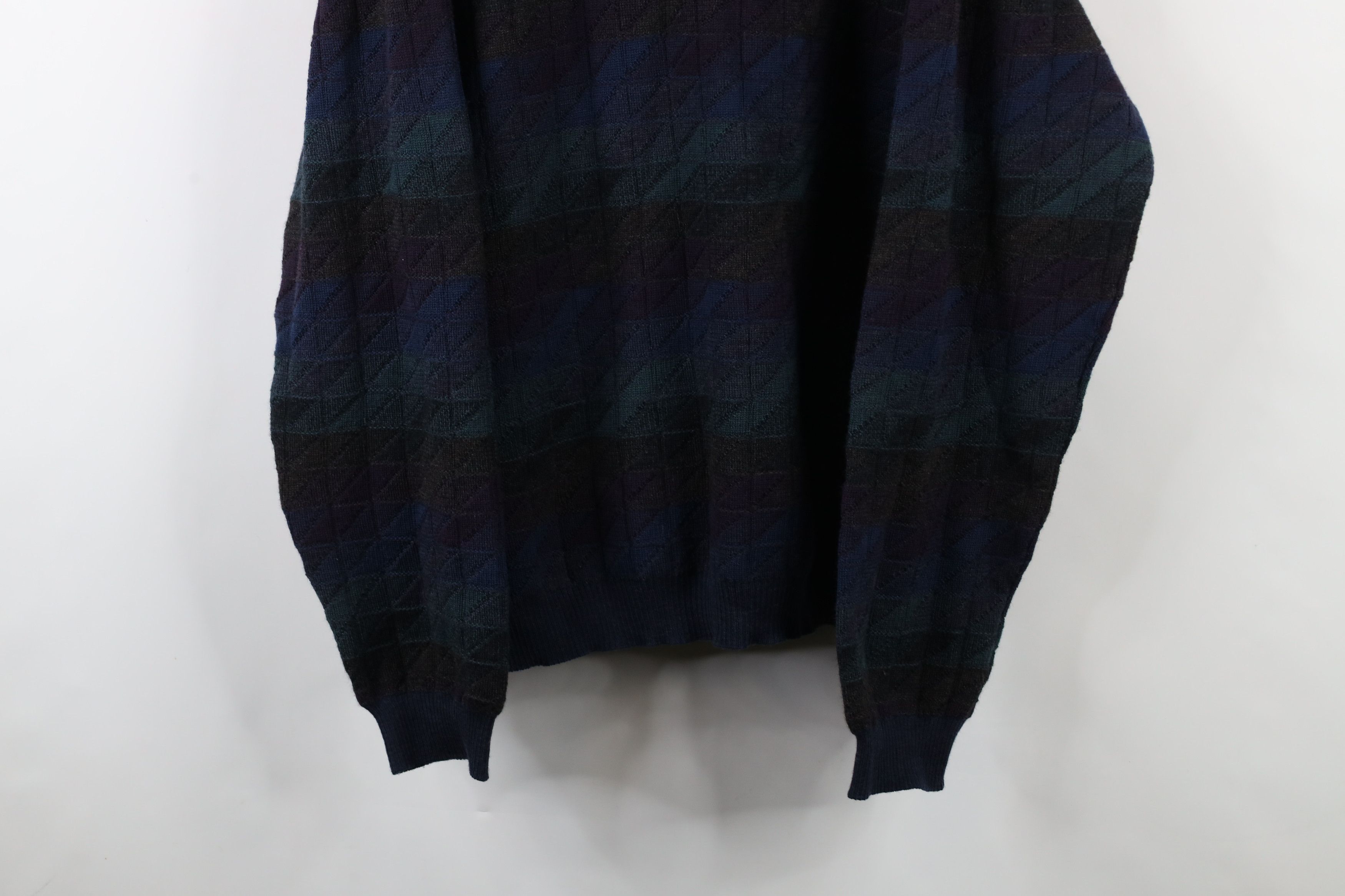 Vintage Vintage 90s Coogi Style Wool Rainbow Checkered Knit Sweater Size US XXL / EU 58 / 5 - 3 Thumbnail