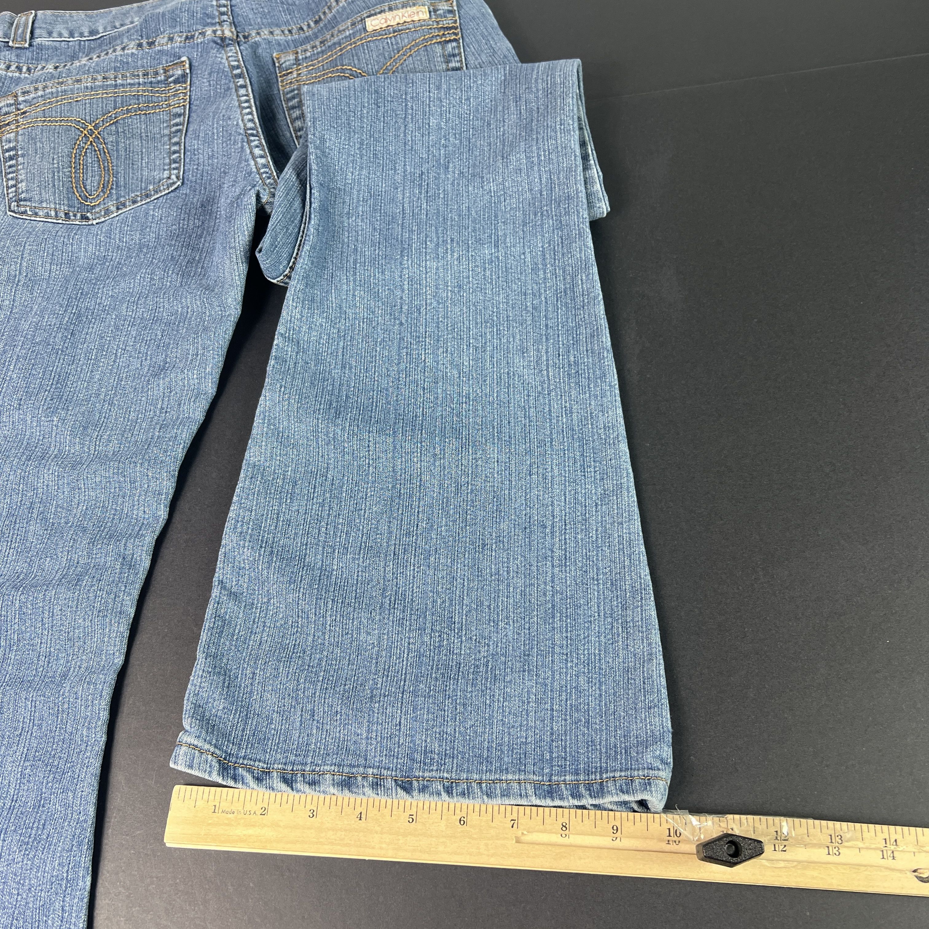 Calvin Klein Y2K Calvin Klein Jeans Low Rise Flare Blue Faded Denim Size 30" / US 8 / IT 44 - 13 Thumbnail