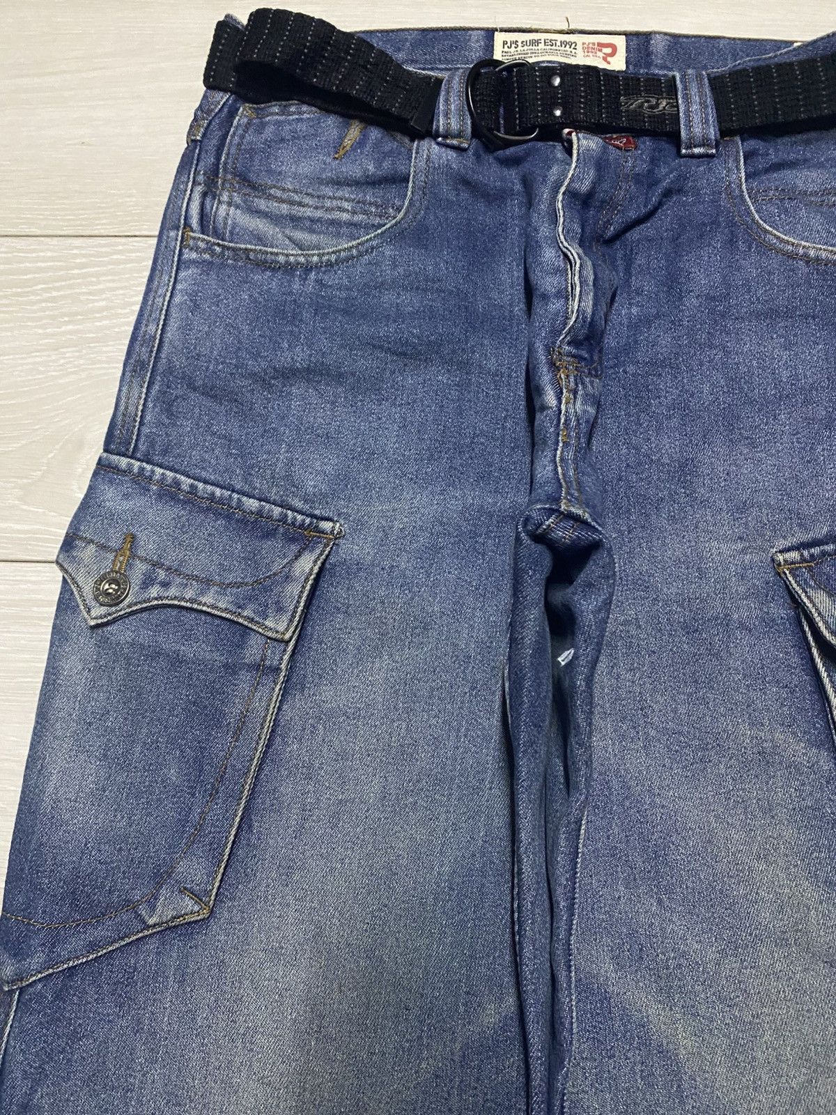 JNCO PJ’s Surfo Blue Wash With Belt Cargo Baggy Jeans Size US 32 / EU 48 - 6 Thumbnail