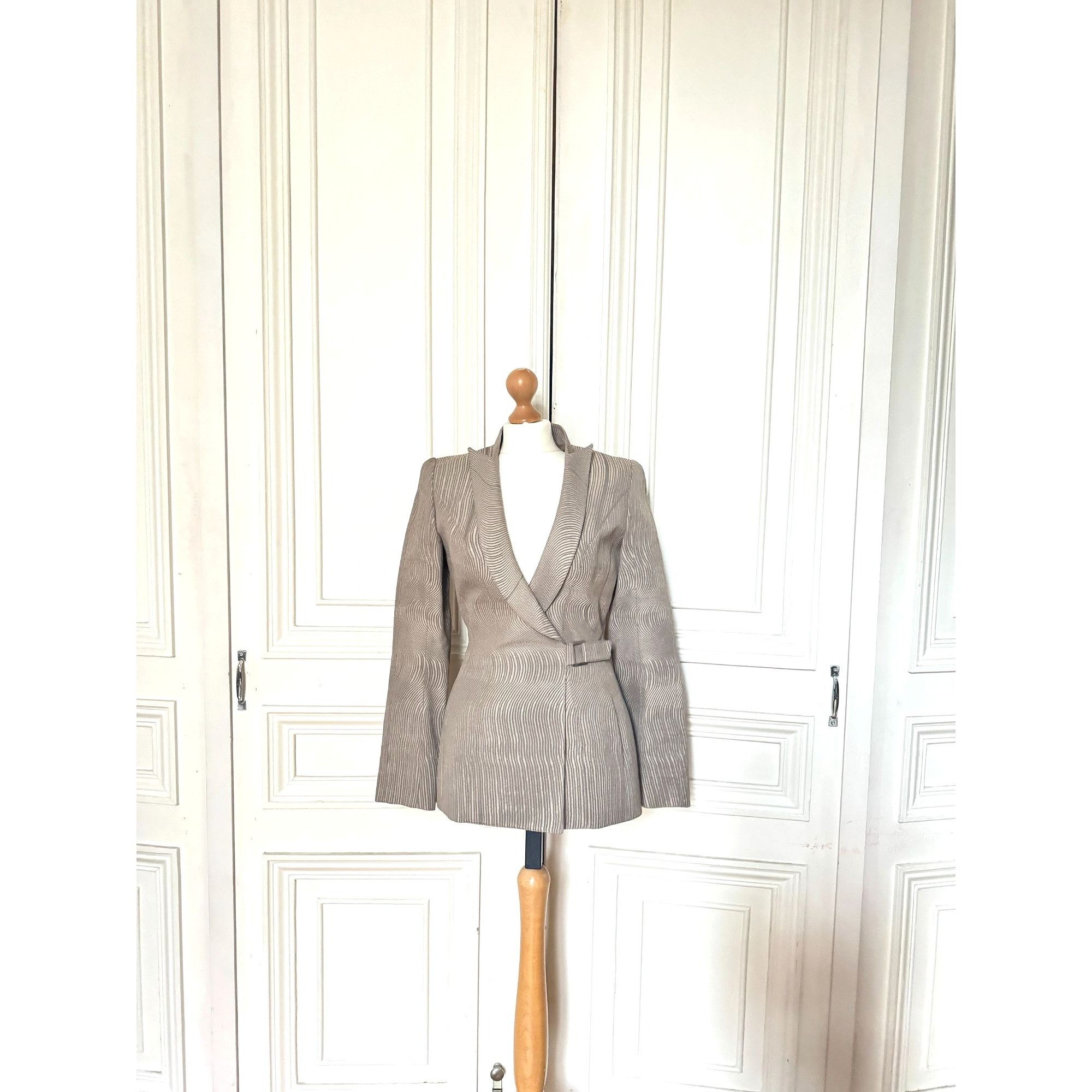 Thierry Mugler Vintage Grey Wave Blazer Jacket Size S / US 4 / IT 40 - 1 Thumbnail