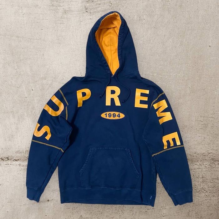 Supreme Supreme Spread Logo Hoodie Sweatshirt Navy FW19 | Grailed