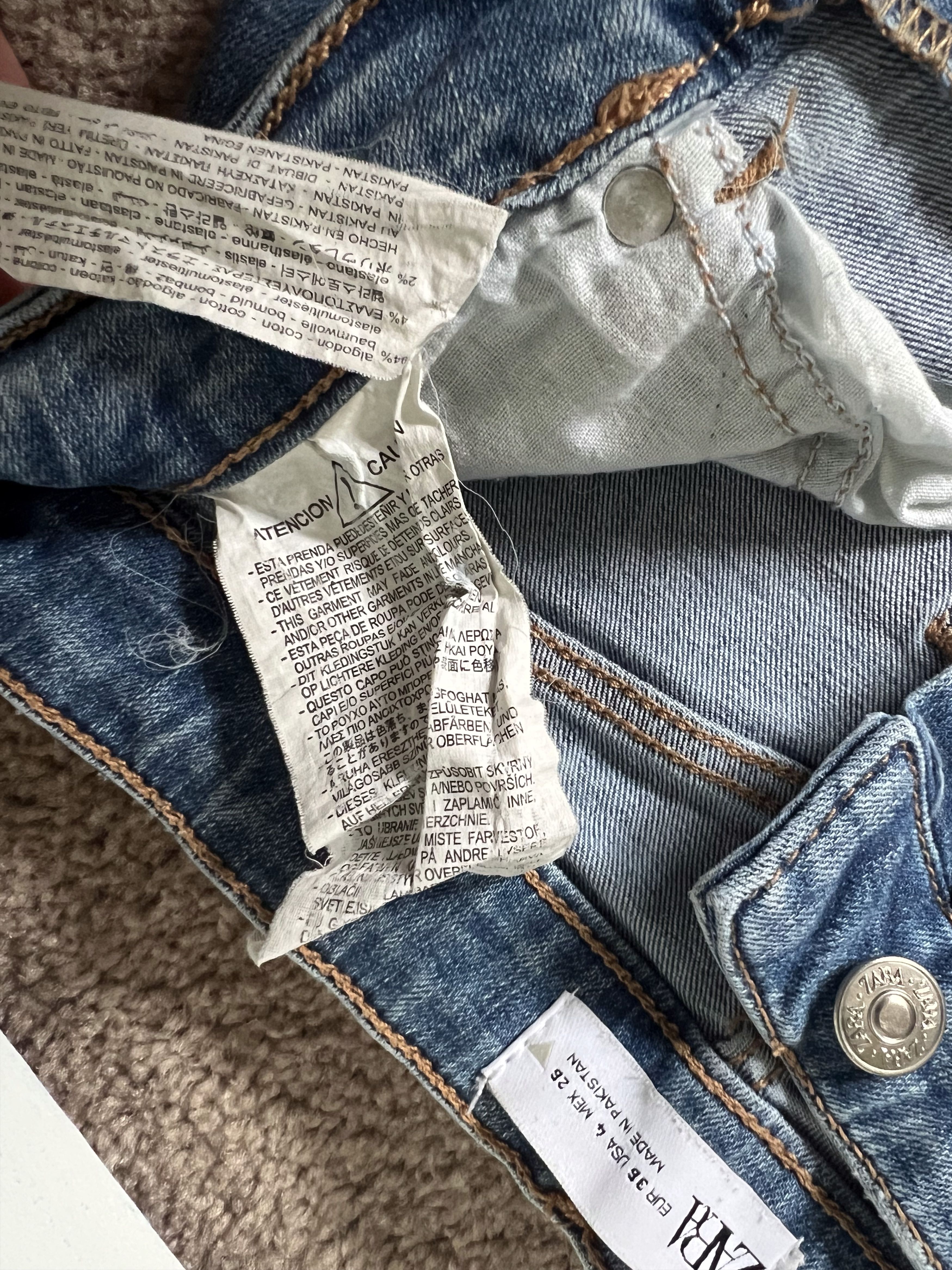 Zara Straight Leg Split Hem Denim Jeans Size 36" / US 14 / IT 50 - 4 Thumbnail