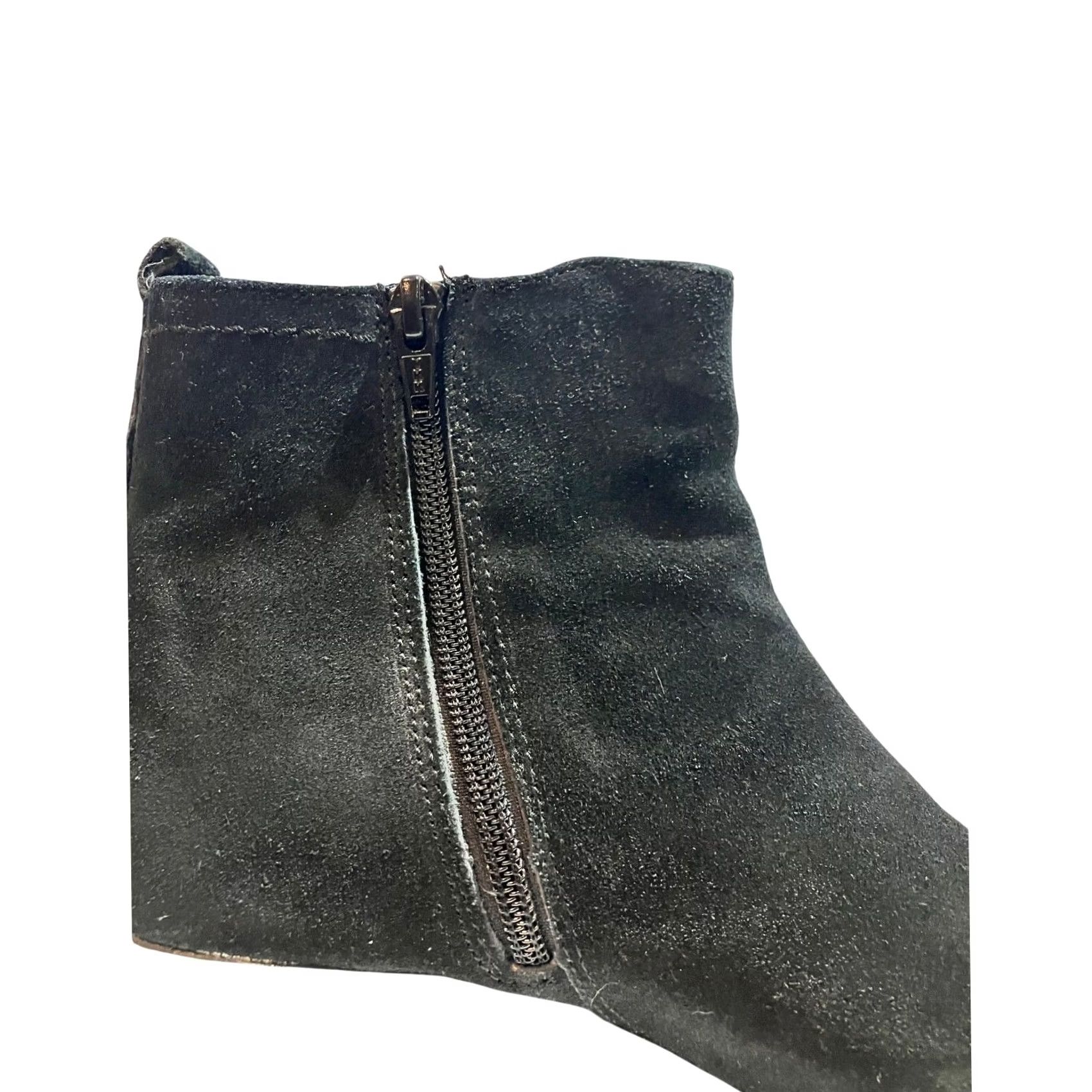 Vintage Aerosoles Entourage Black Suede Wedge Booties Ankle Boot Silver Buckle 8 Womens Size US 8 / IT 38 - 6 Thumbnail