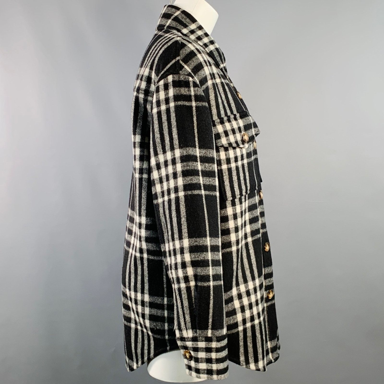 Reformation REFORMATION Size M Black White Wool Blend Plaid Shirt Jacket Size M / US 6-8 / IT 42-44 - 3 Thumbnail