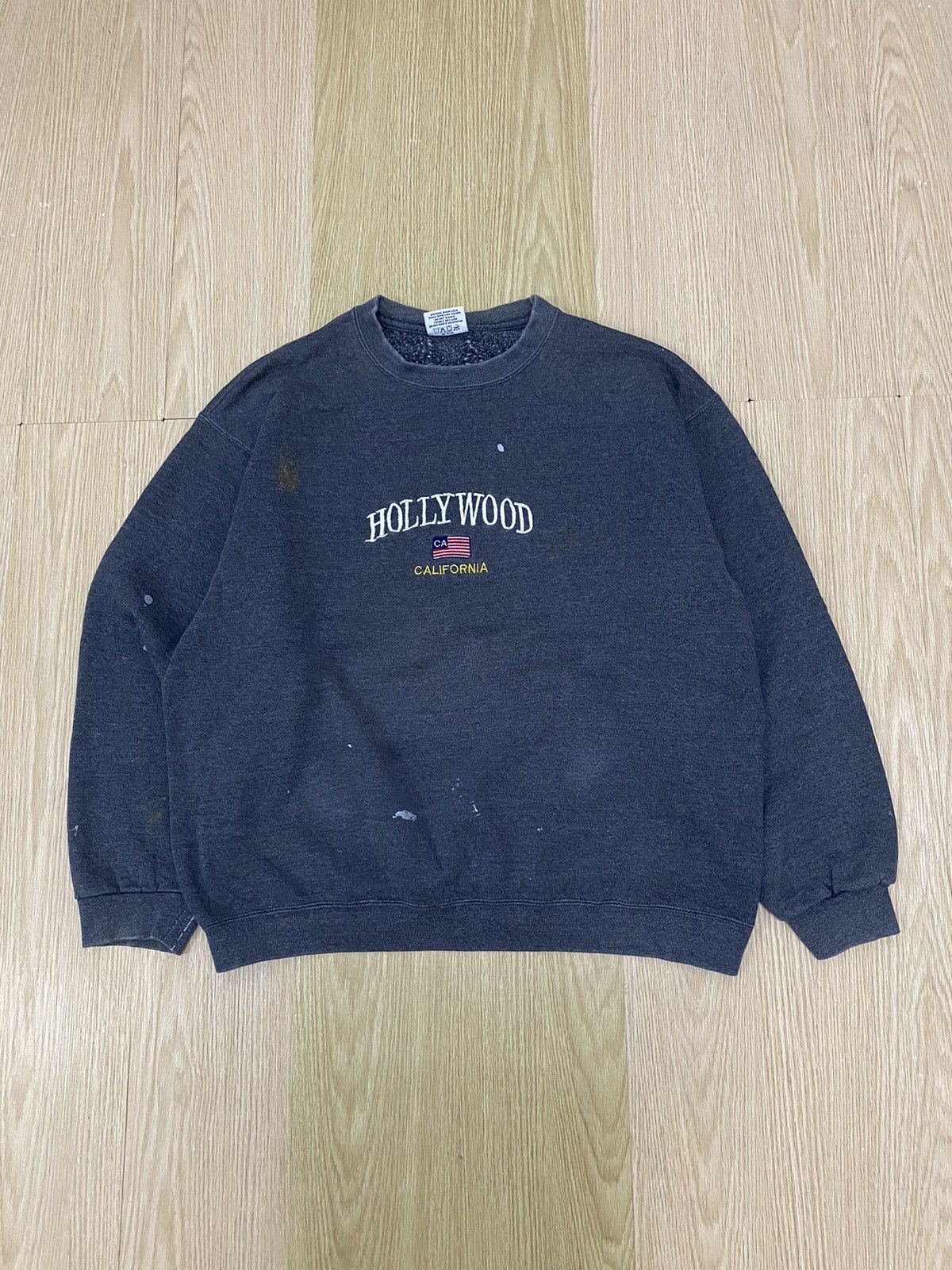 image of Hollywod x Vintage Hollywood California Crewneck Sweatshirt in Grey, Men's (Size XL)