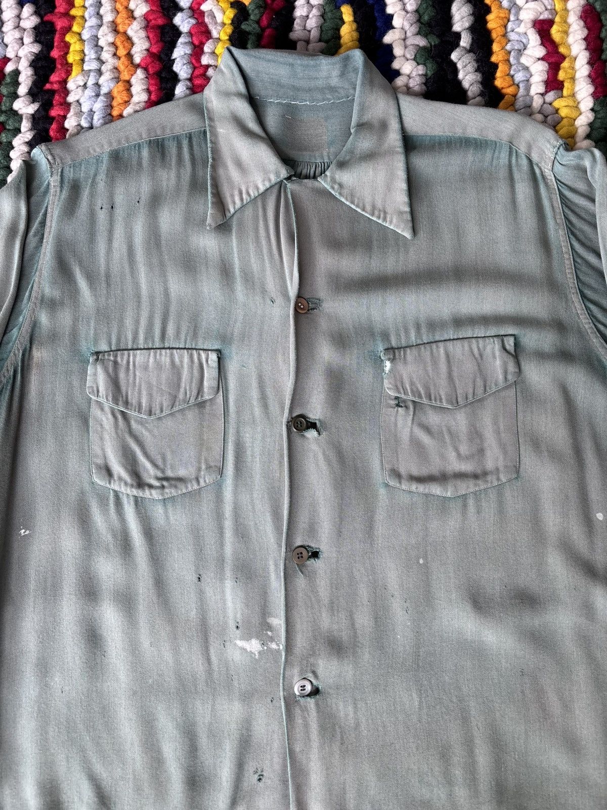 JCPenney × Vintage 1940s Rayon Gabardine Loop Collar Green Size US M / EU 48-50 / 2 - 5 Thumbnail
