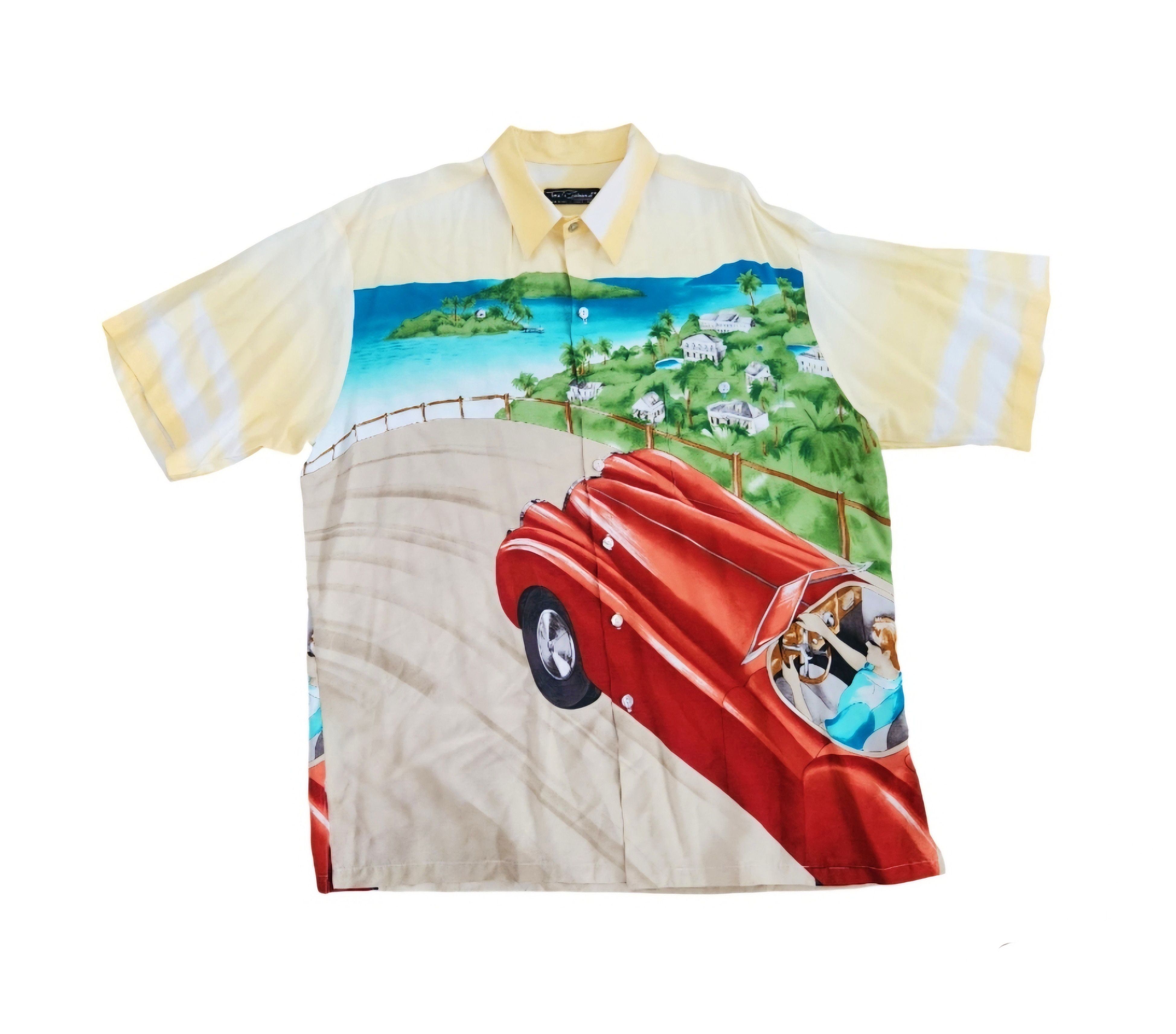 Tori Richard RARE VTG HTF Auto Car Print All Over Hawaii 2XL
