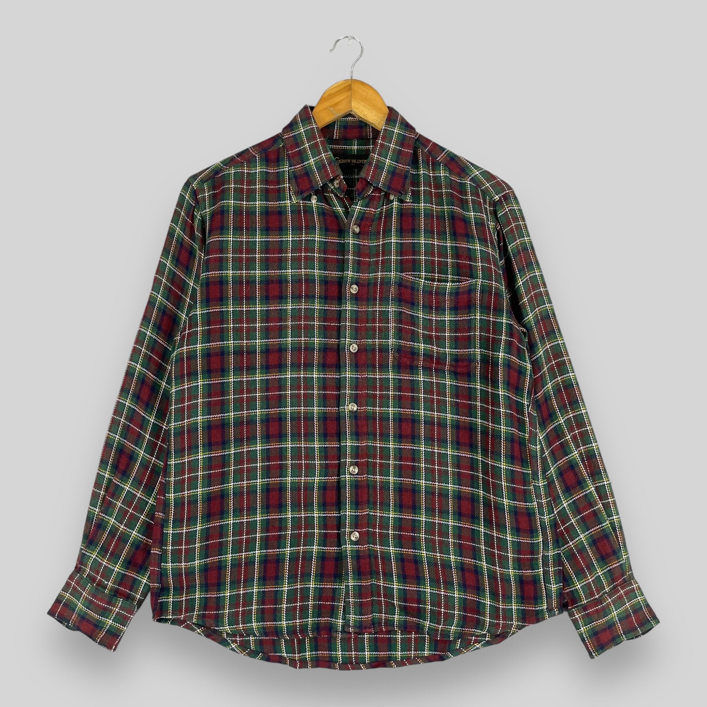 Designer × Flannel × Vintage Vintage GIANNI VALENTINO Plaid Red/Green Tartan Flannel Size US M / EU 48-50 / 2 - 1 Thumbnail