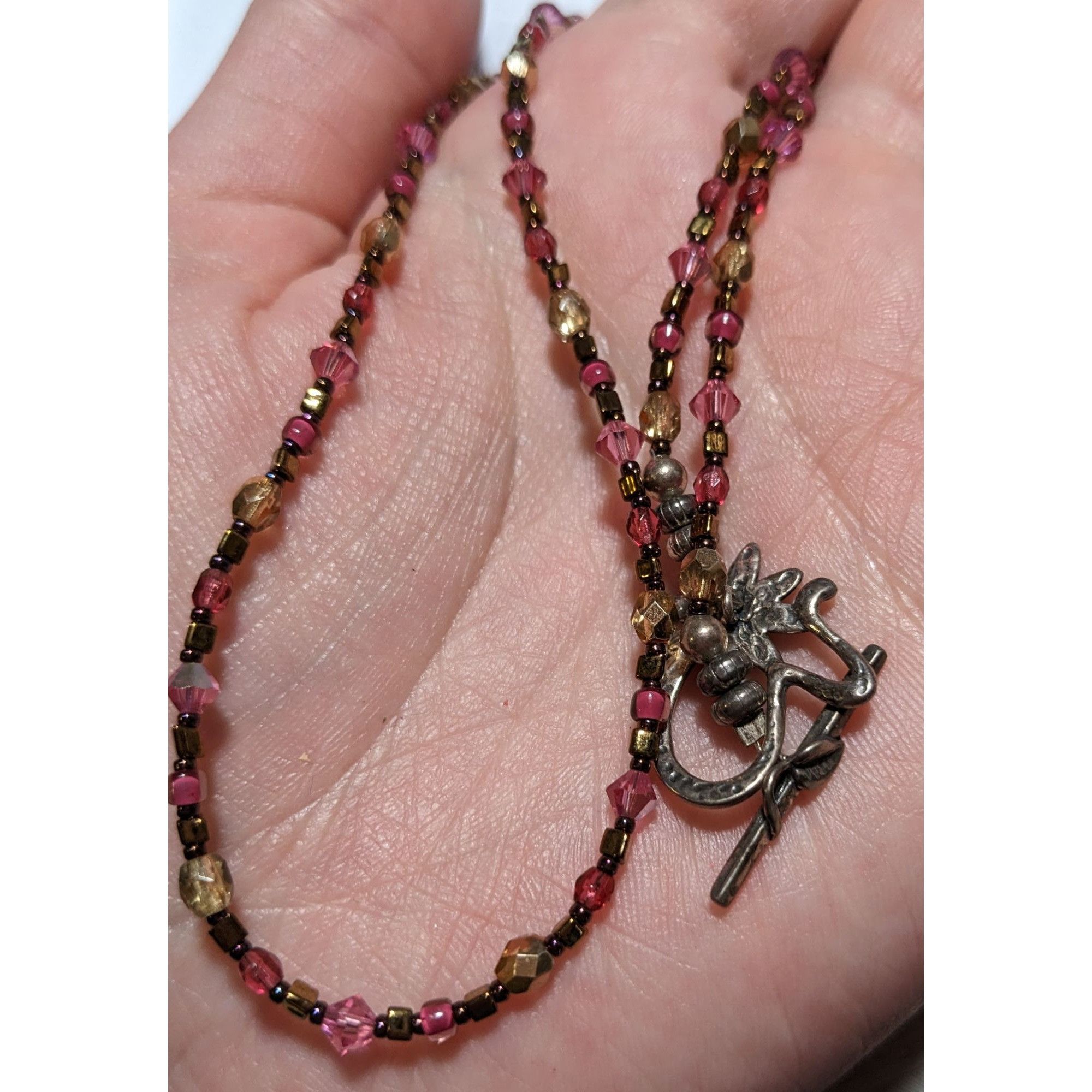 Other Vintage Handmade Pink & Gold Beaded Necklace Size ONE SIZE - 11 Thumbnail