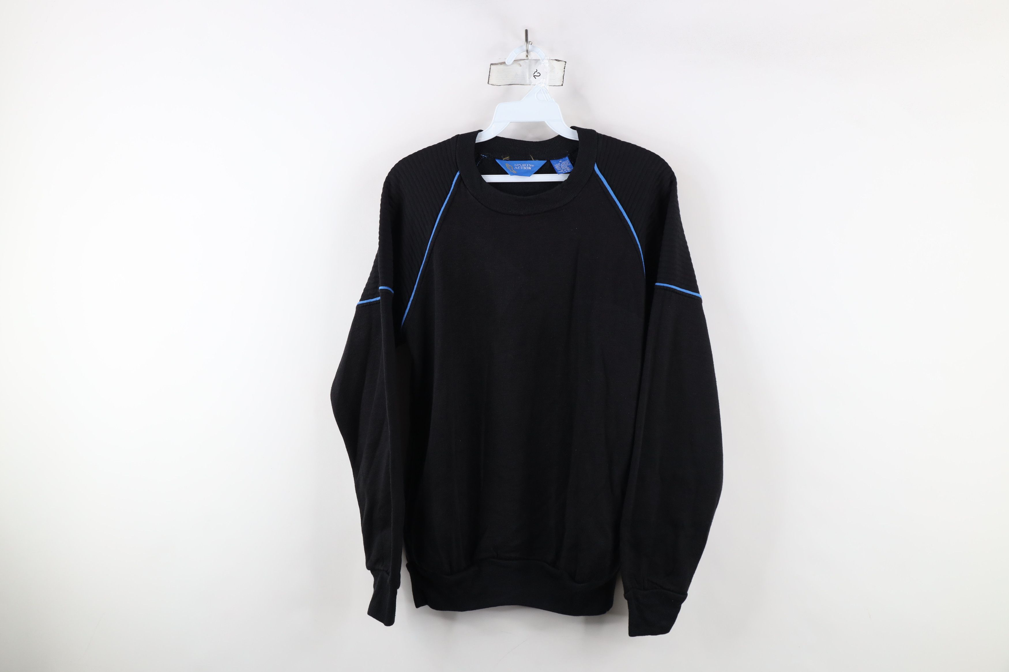 Vintage Vintage 70s 80s Streetwear Blank Ribbed Sweatshirt Black Size M / US 6-8 / IT 42-44 - 1 Thumbnail