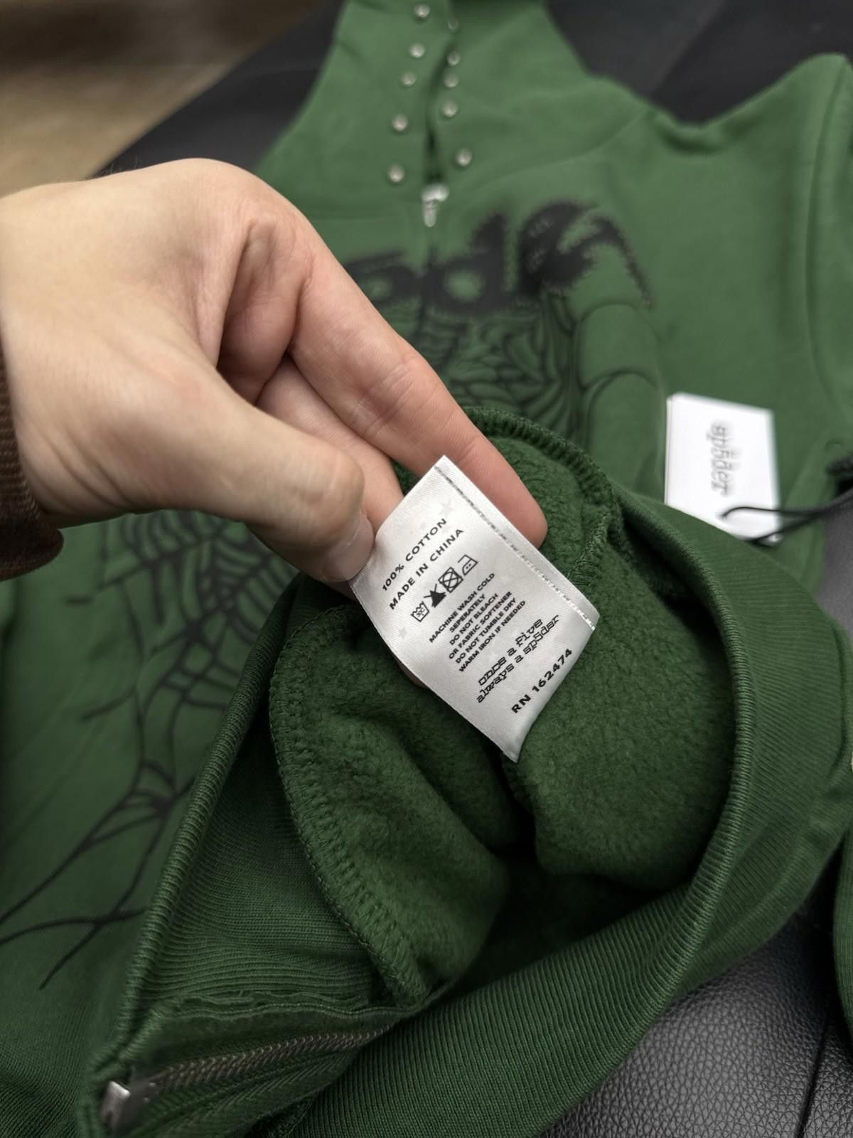 Sp5der Sp5der Worldwide Green Zip Up Studded Hoodie Size Small Size US S / EU 44-46 / 1 - 9 Thumbnail