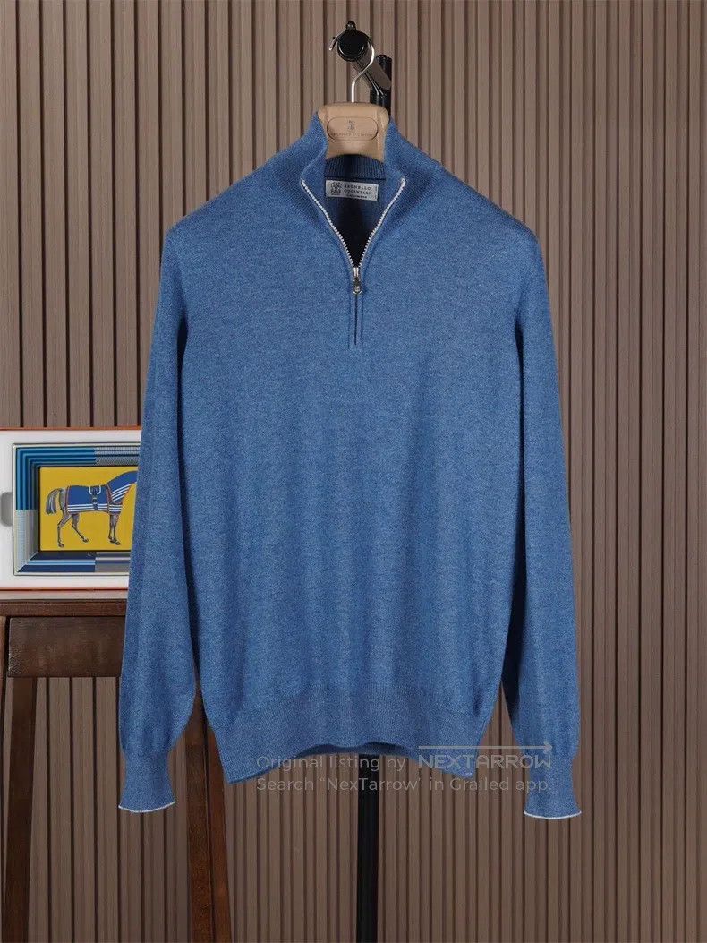Brunello Cucinelli Brunello Cucinelli Men's Half-zip Collar Cashmere Sweater Size US M / EU 48-50 / 2 - 1 Thumbnail
