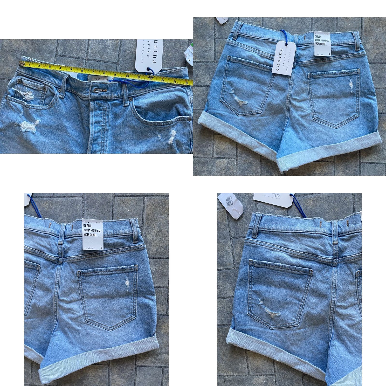Vintage Eunina Shorts Women’s L Blue Denim Ultra High Rise Mom Cotton Spandex Womens Size 36" / US 14 / IT 50 - 8 Thumbnail