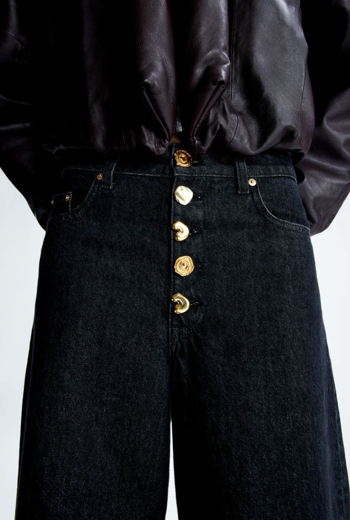 H&M H & M wide leg statement jeans Size 32" / US 10 / IT 46 - 6 Thumbnail