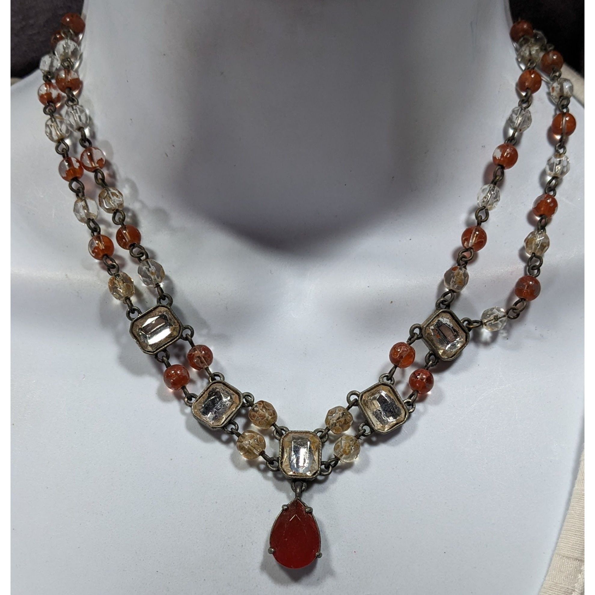 Other Vintage Avon 80s Clear And Brown Beaded Gemmed Necklace Size ONE SIZE - 4 Thumbnail