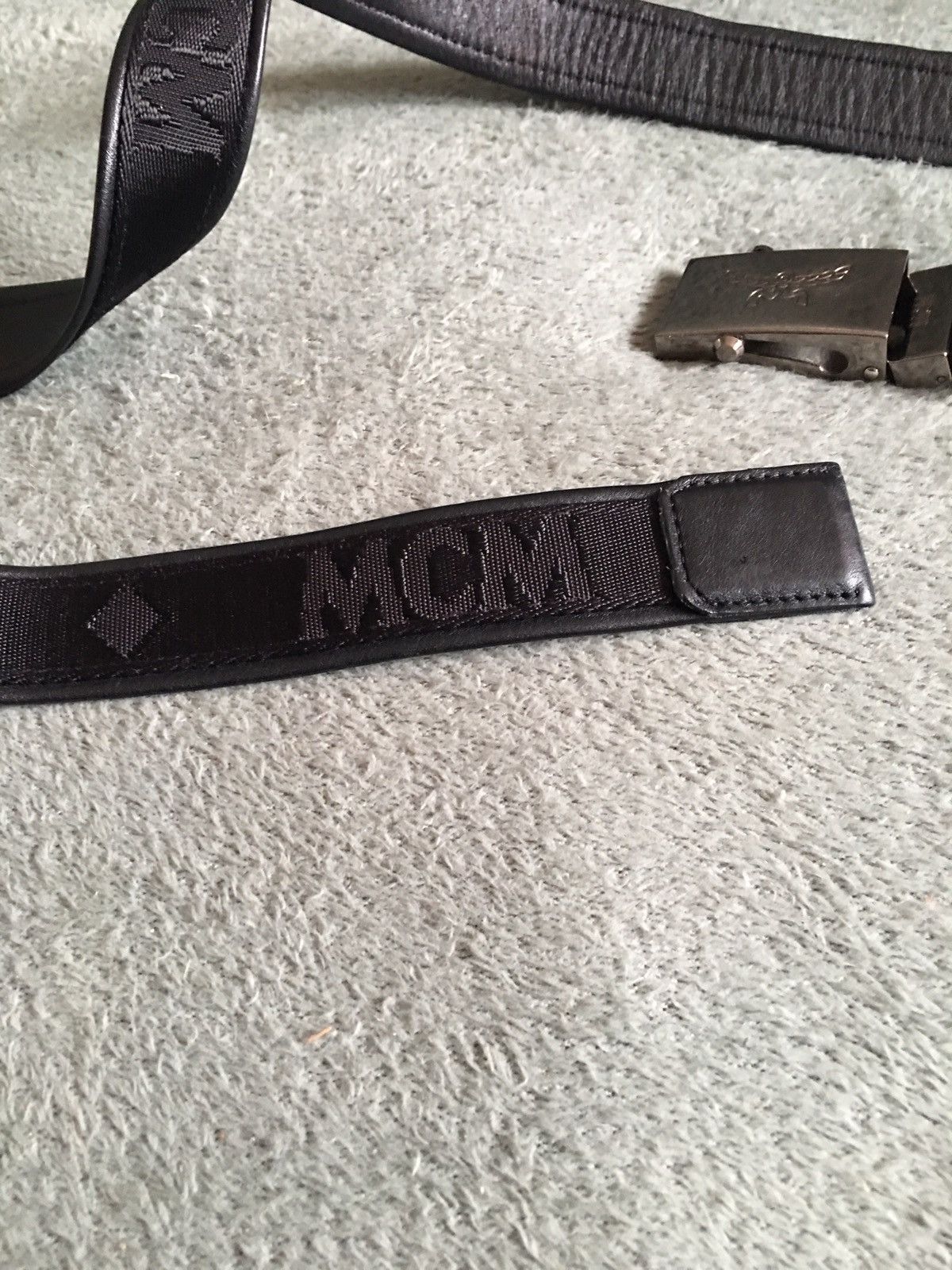 MCM MCM Black Monogram Logo Canvas Leather Buckle Belt Size ONE SIZE - 10 Thumbnail