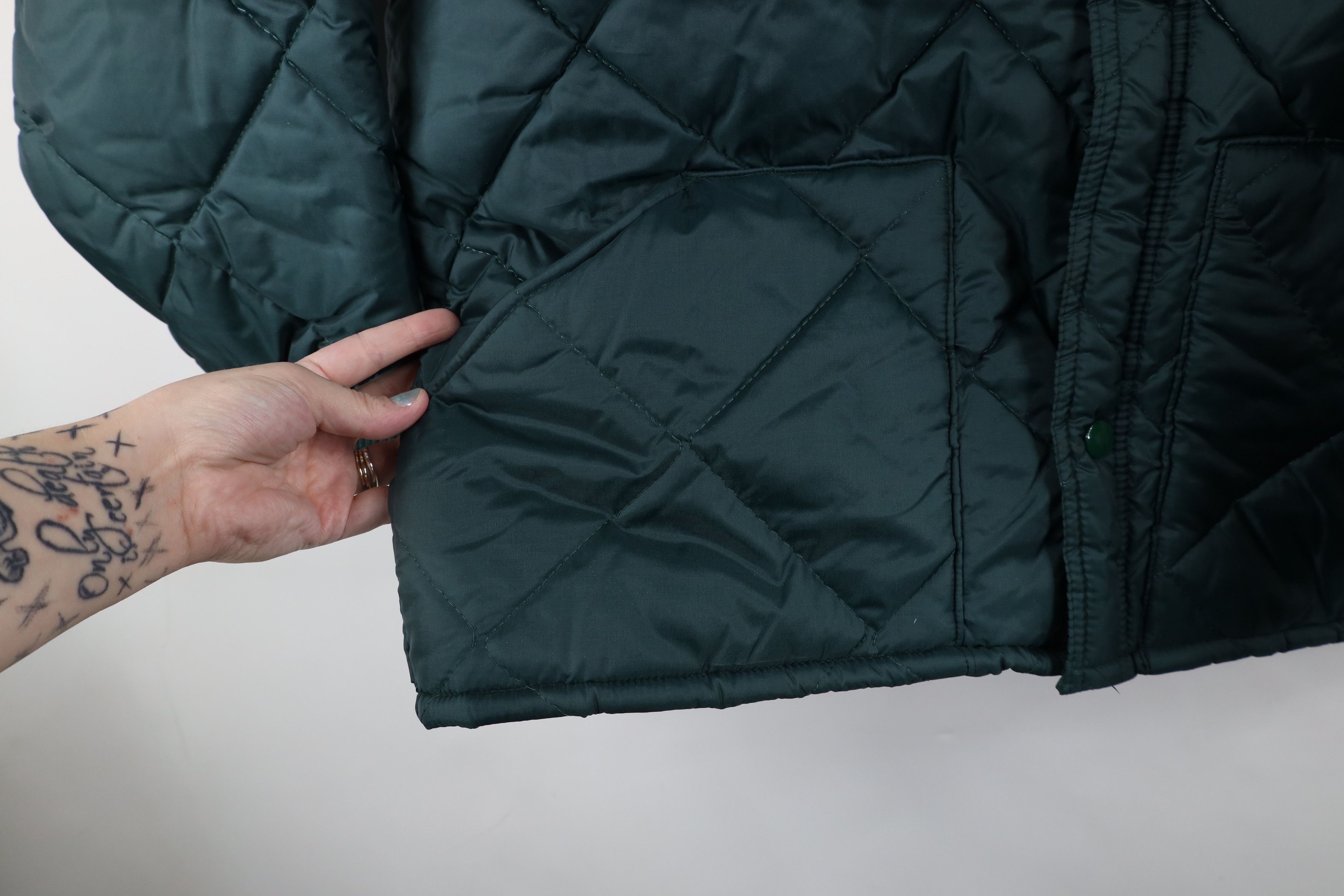 Vintage Vintage 90s Streetwear Blank Quilted Full Zip Jacket Green Size US L / EU 52-54 / 3 - 5 Thumbnail