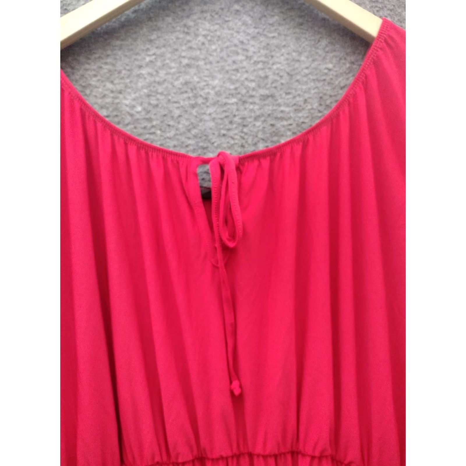 Vintage Star Vixen Blouson Dress Women Peasant Midi Boat Neck Red 1X Size XL / US 12-14 / IT 48-50 - 3 Thumbnail