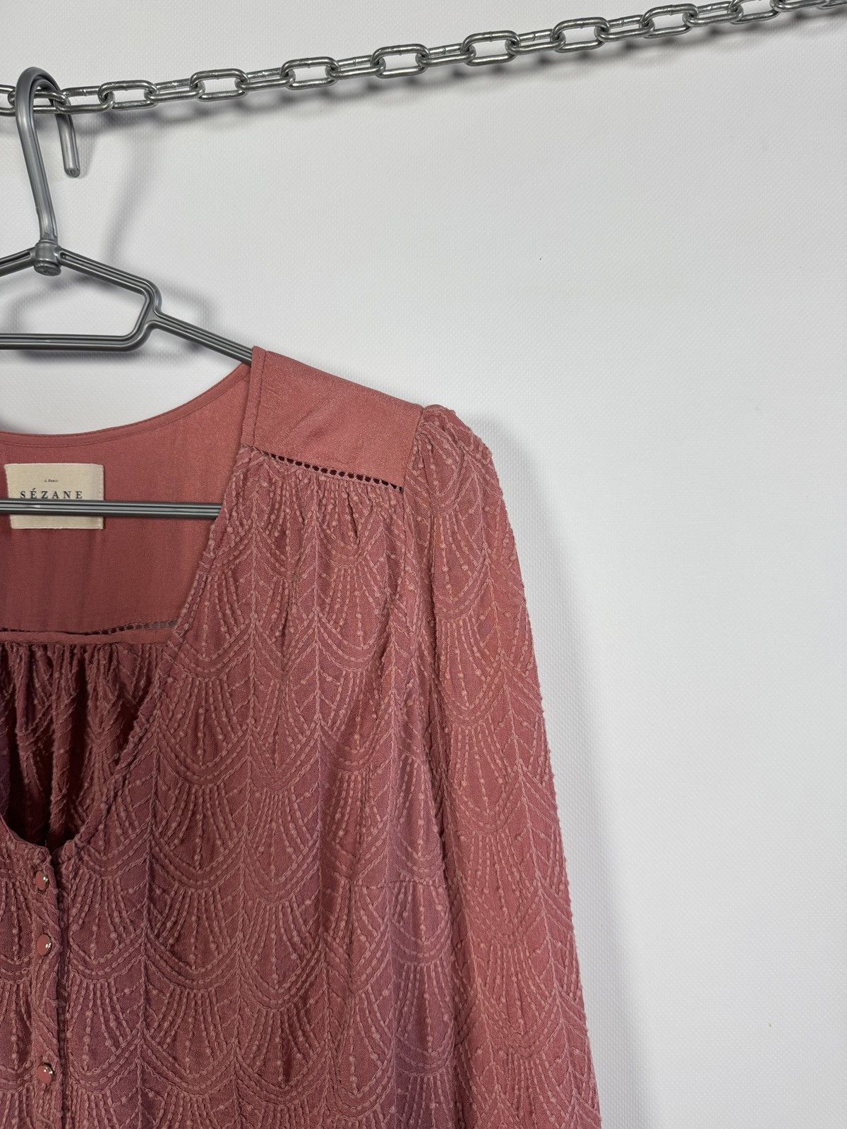 Sezane Sezane Paris Viscose Blouse Textured Long Sleeve Top Sz S/M Size S / US 4 / IT 40 - 2 Thumbnail