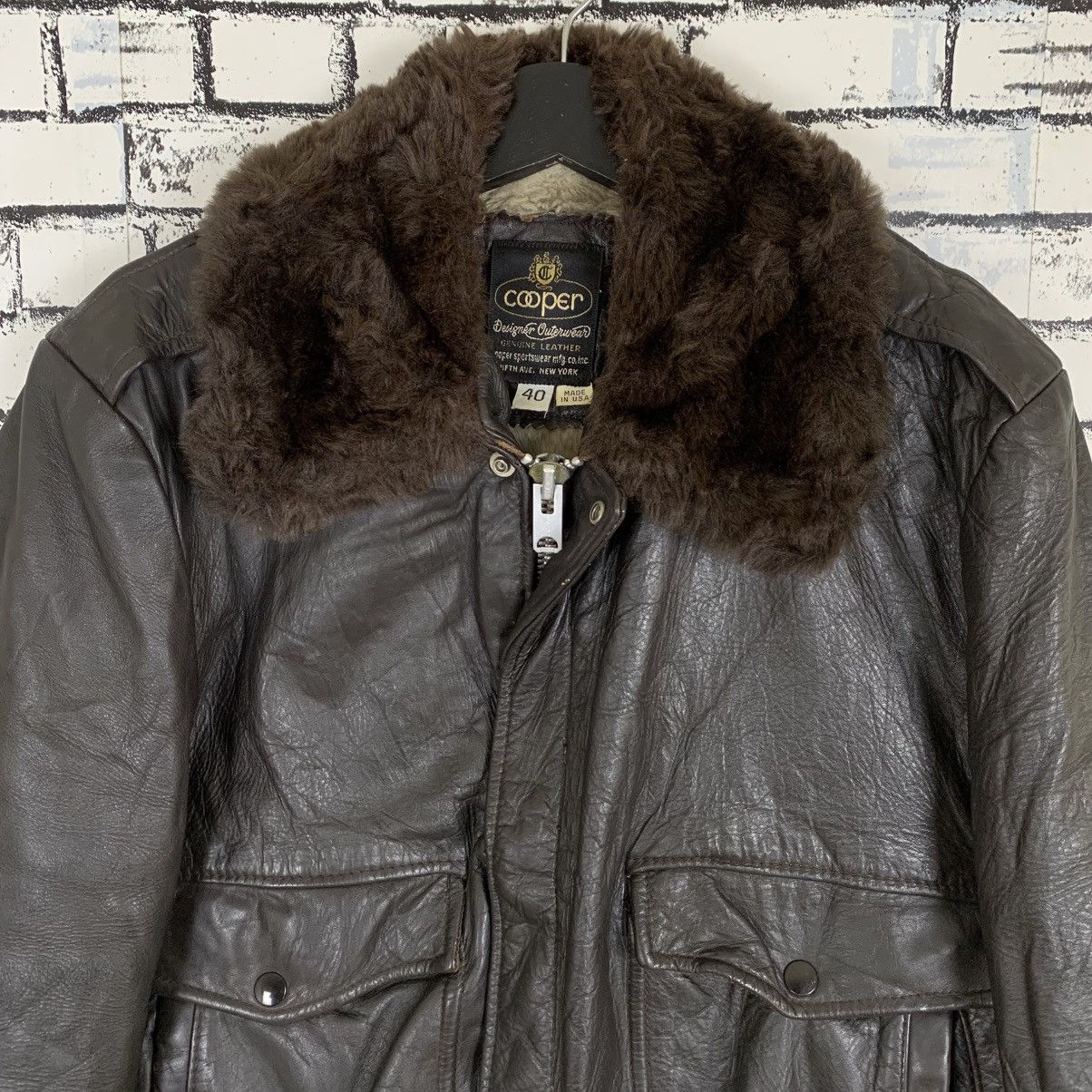 Cooper × Genuine Leather × Vintage Vintage Cooper Sportwear Sherling Leather Jacket Size US M / EU 48-50 / 2 - 5 Thumbnail