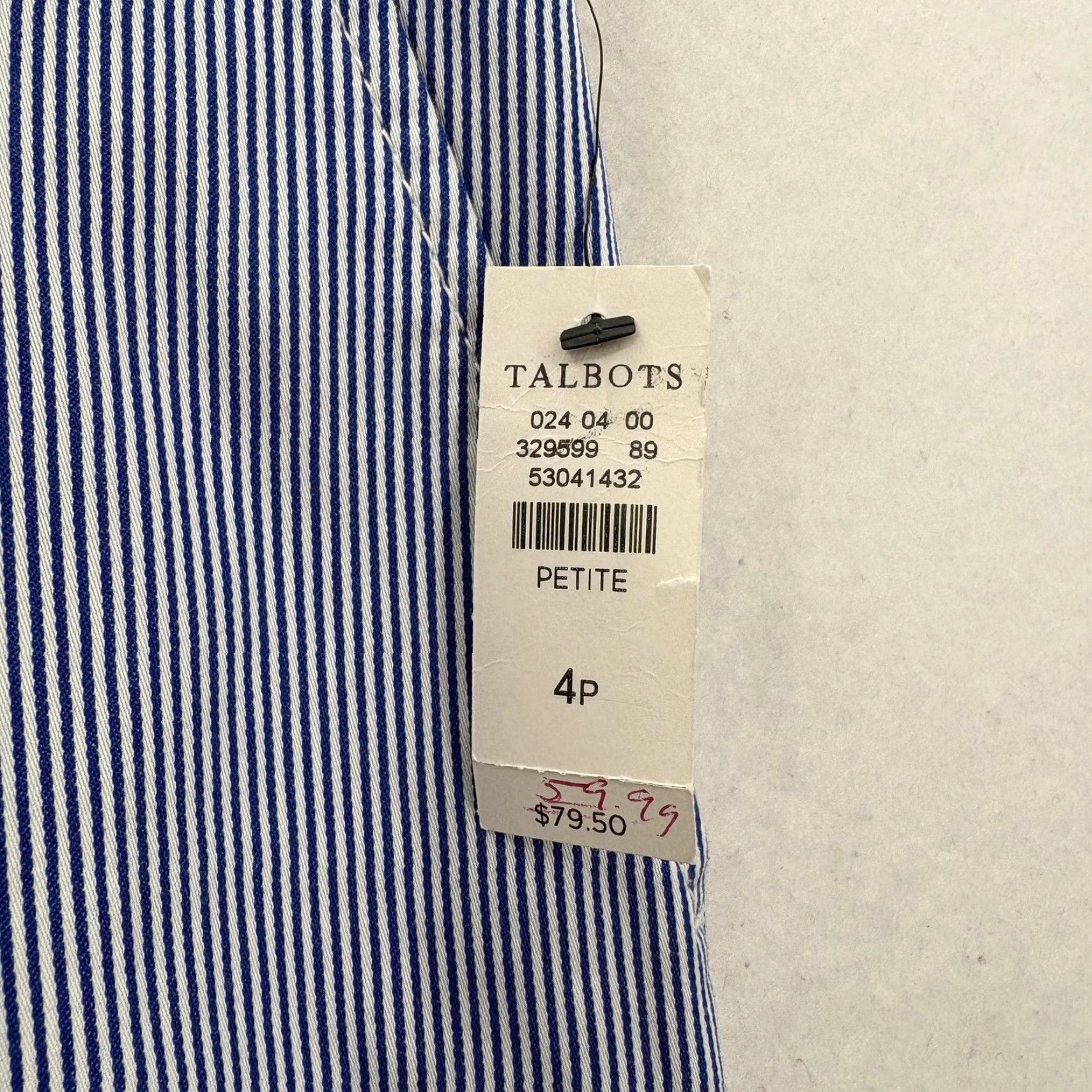 Talbots VINTAGE? No. Use exact: Talbots Pants Womens 4P Blue White Wide Crop Capri Petite Stripe Stretch Preppy Size 27" / US 4 / IT 40 - 4 Thumbnail