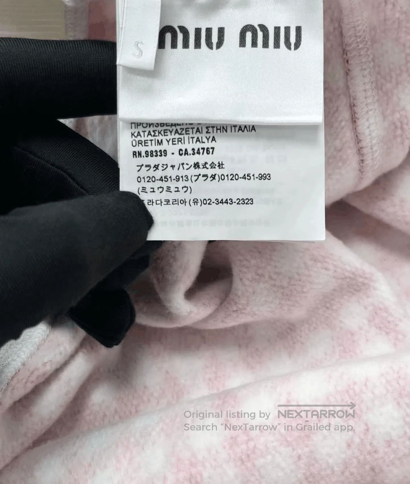 Miu Miu Miu Miu White Red Houndstooth Logo Sweatshirt. Size S / US 4 / IT 40 - 4 Thumbnail