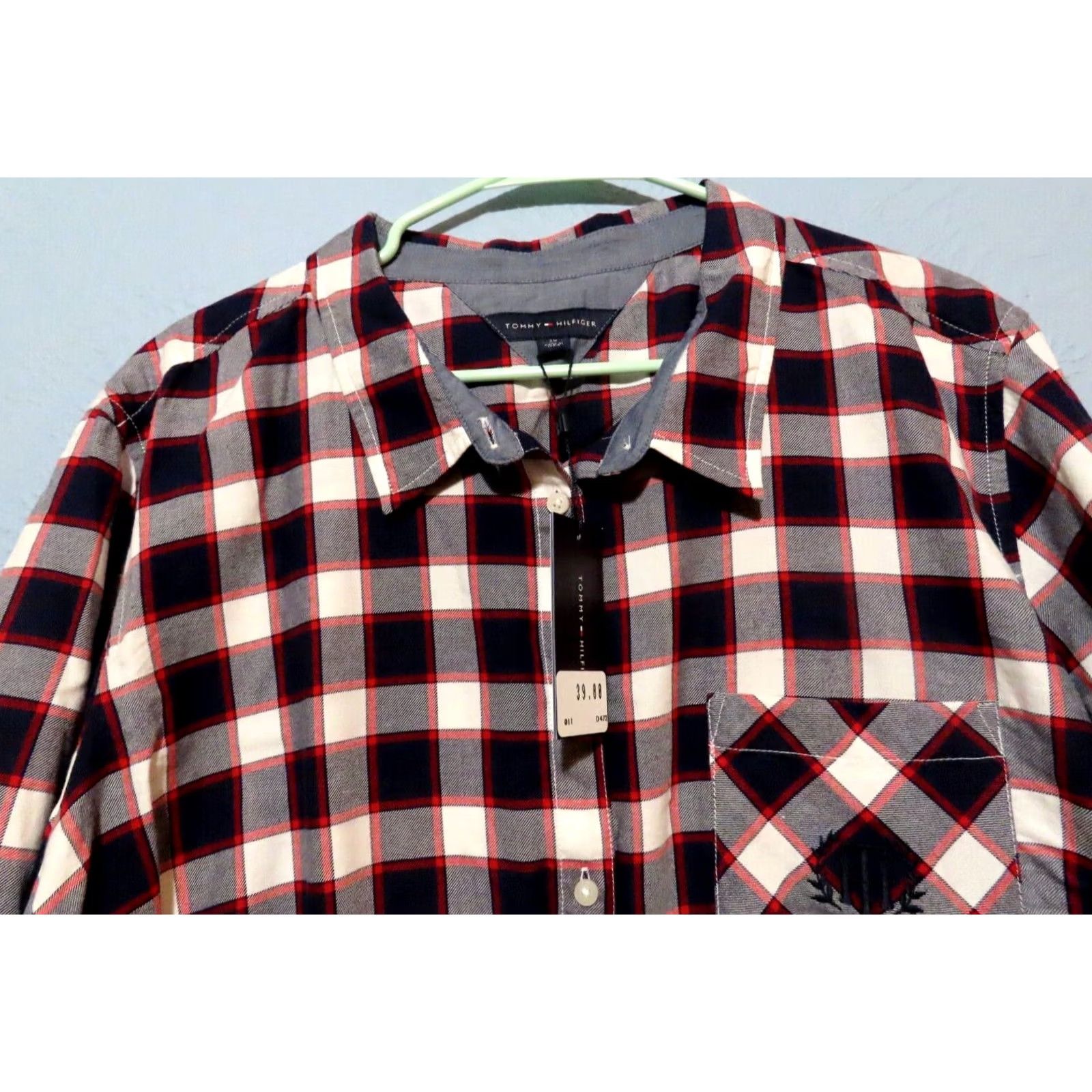 Tommy Hilfiger Tommy Hilfiger Button-Up Shirt Women's Long Sleeve Roll Tab Plaid Red White Blue Logo Pocket Black 2XL Regular Mens? Size XXL / US 16-18 / IT 52-54 - 6 Thumbnail