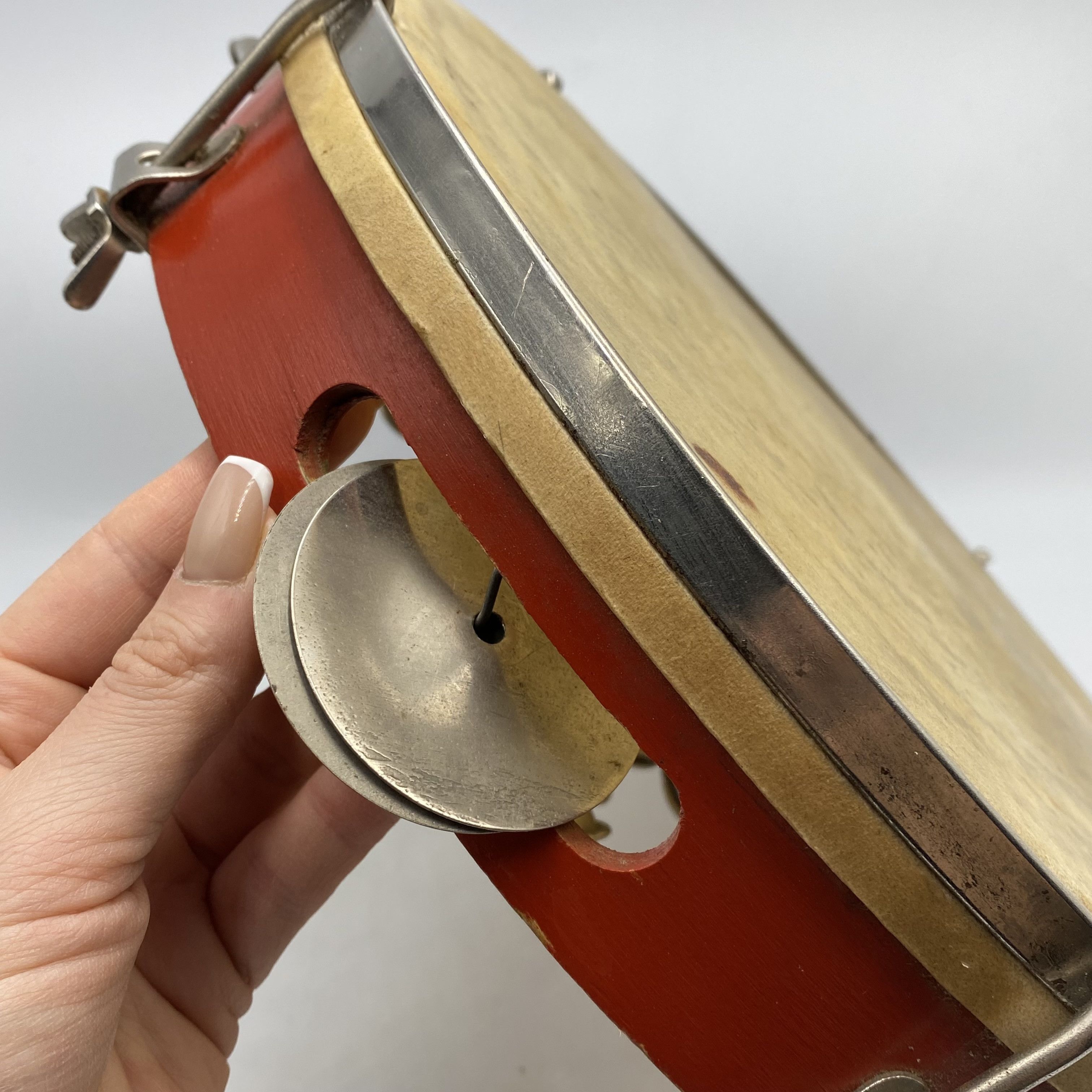 Vintage Vintage Tambourine Folk Percussion Instrument Leather USSR Size ONE SIZE - 1 Thumbnail
