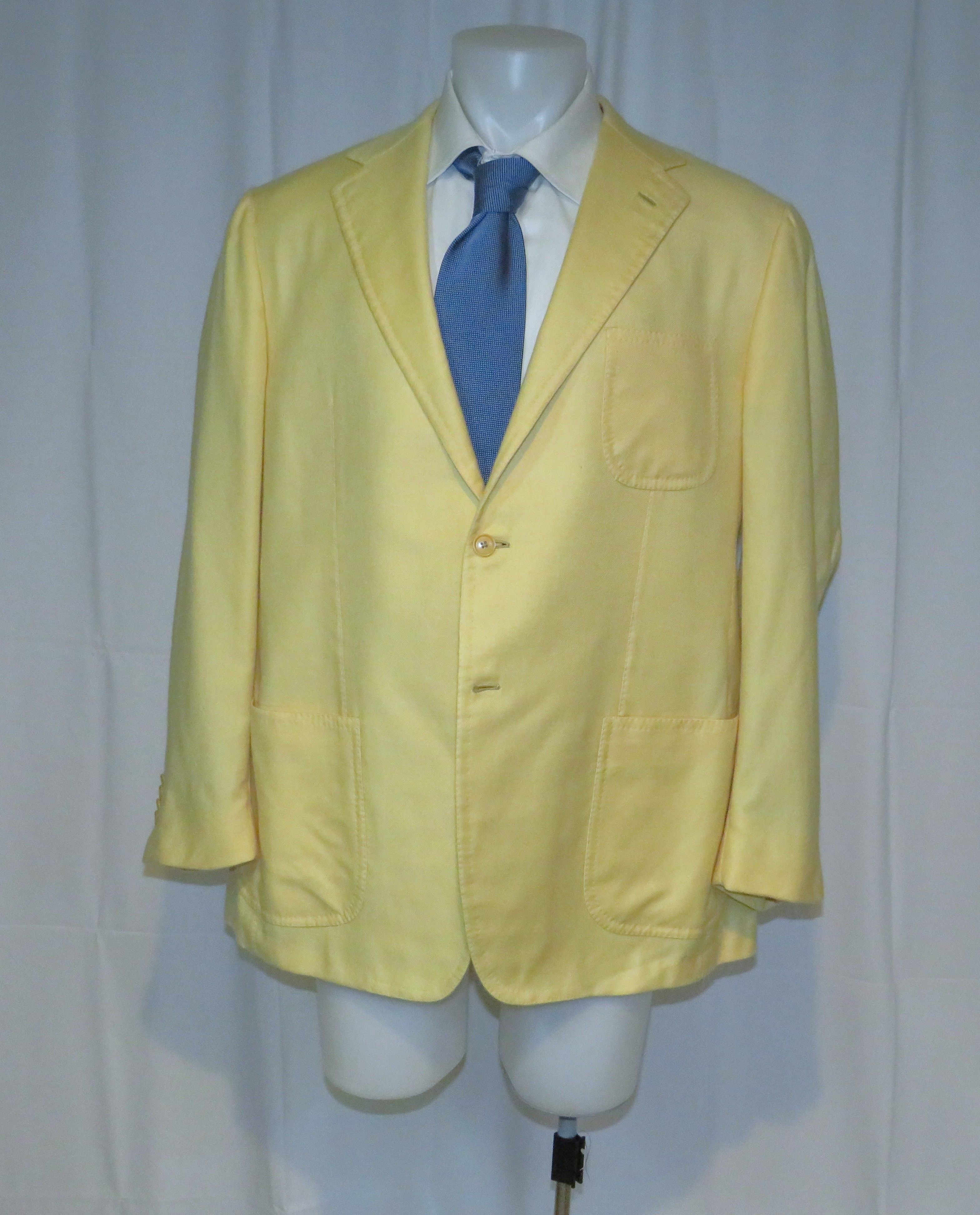 Tincati x Partenopea Bespoke Yellow Weave Cashmere Sport Coat 44L Size 44L - 1 Thumbnail