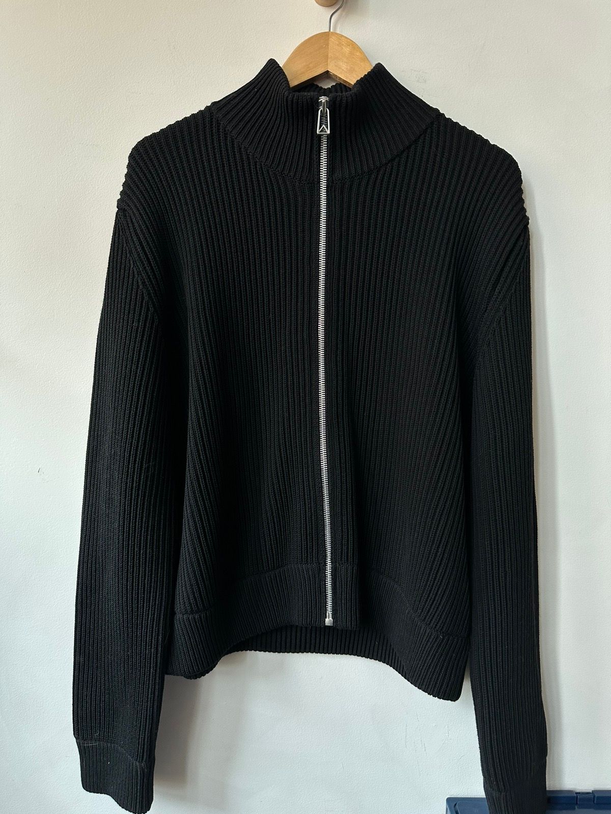 Pre-owned Bottega Veneta $2500  Wool Zip-up Sweater In Black