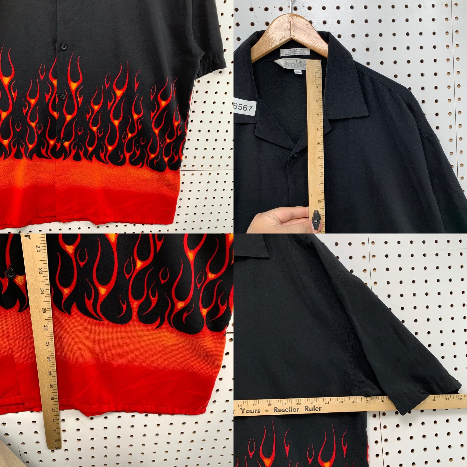 Vintage VINTAGE Flame Fire Button Shirt Mens XL Black Red Elliott Sport Size US XL / EU 56 / 4 - 8 Thumbnail