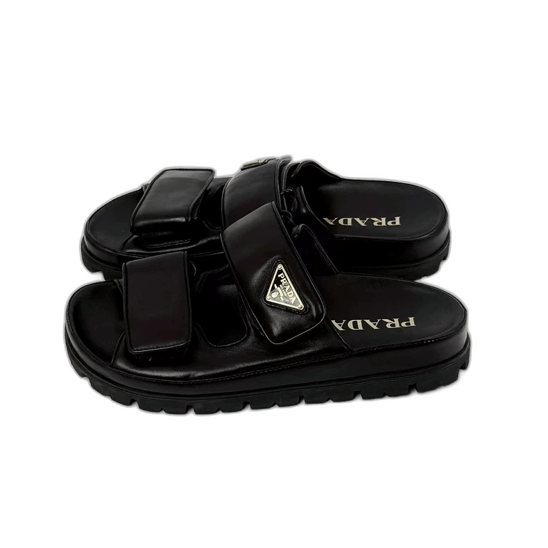 Prada Prada Black Triangle Logo Bread Slide Sandals-yf Size US 6 / IT 36 - 1 Thumbnail