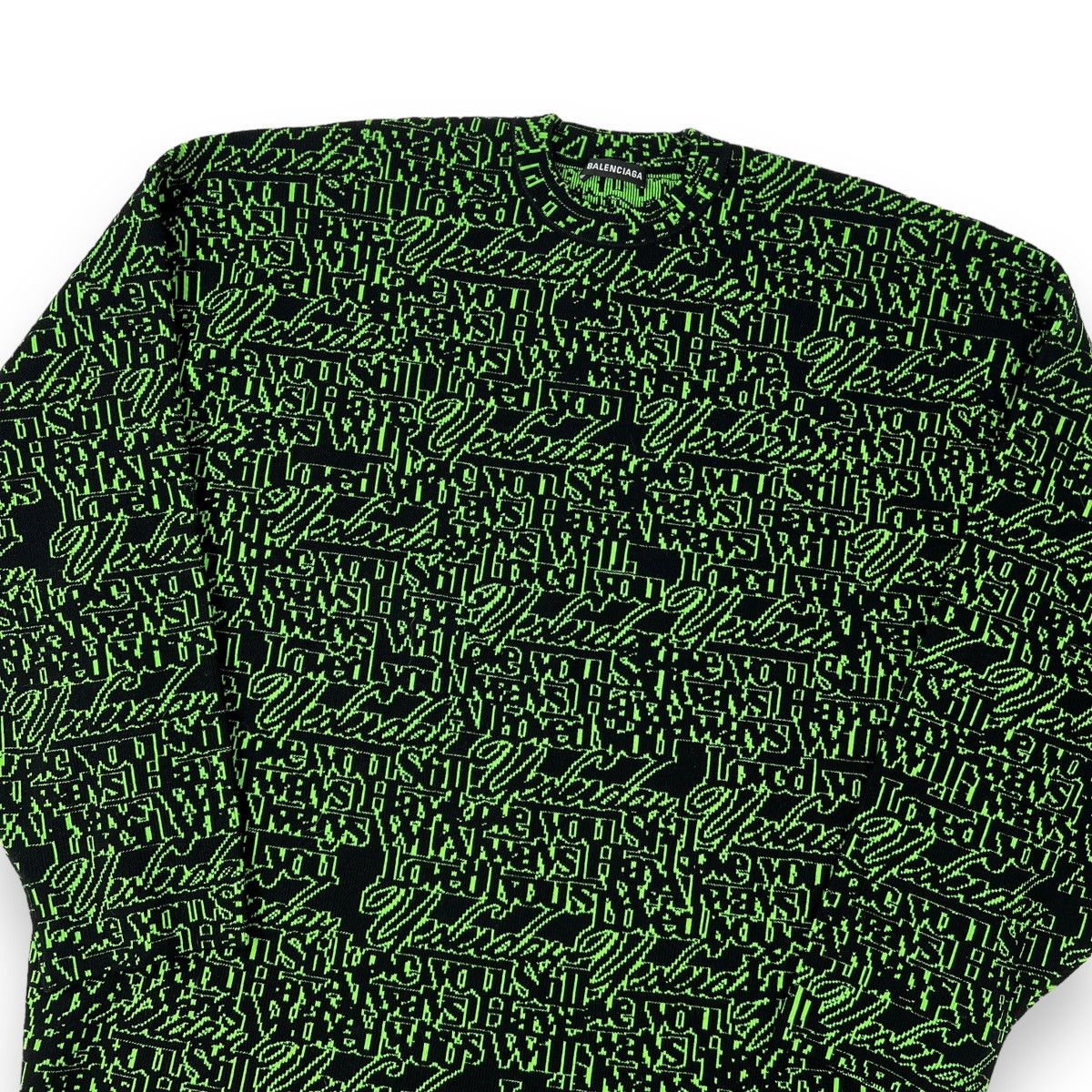 image of Balenciaga Love Jacquard Sweater in Green, Men's (Size XL)