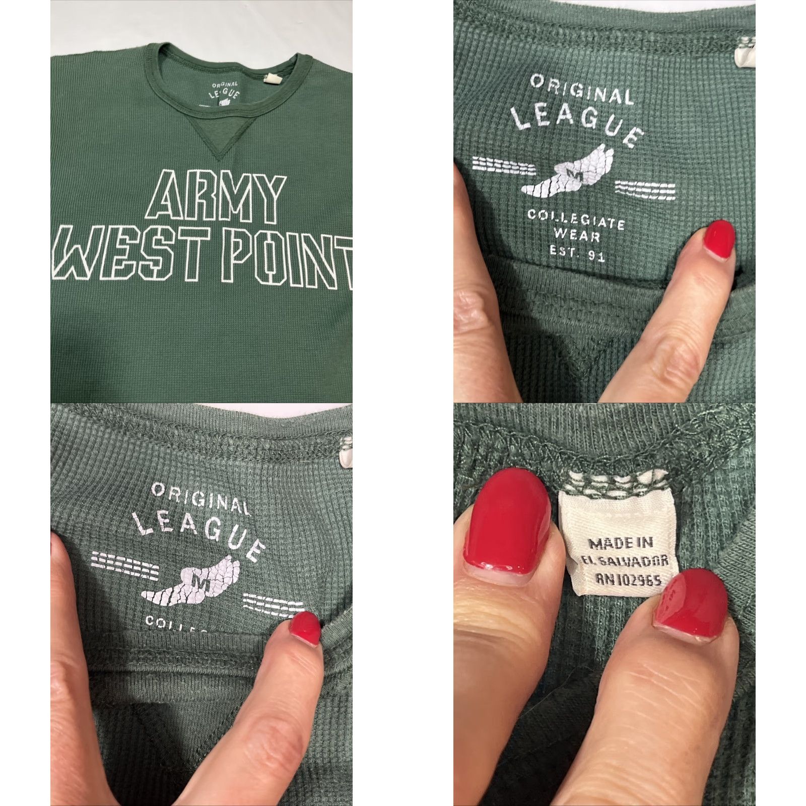 Vintage Army West Point GREEN THERMAL waffle Knit Shirt Long Sleeves Men’s Size Medium Size US M / EU 48-50 / 2 - 8 Thumbnail
